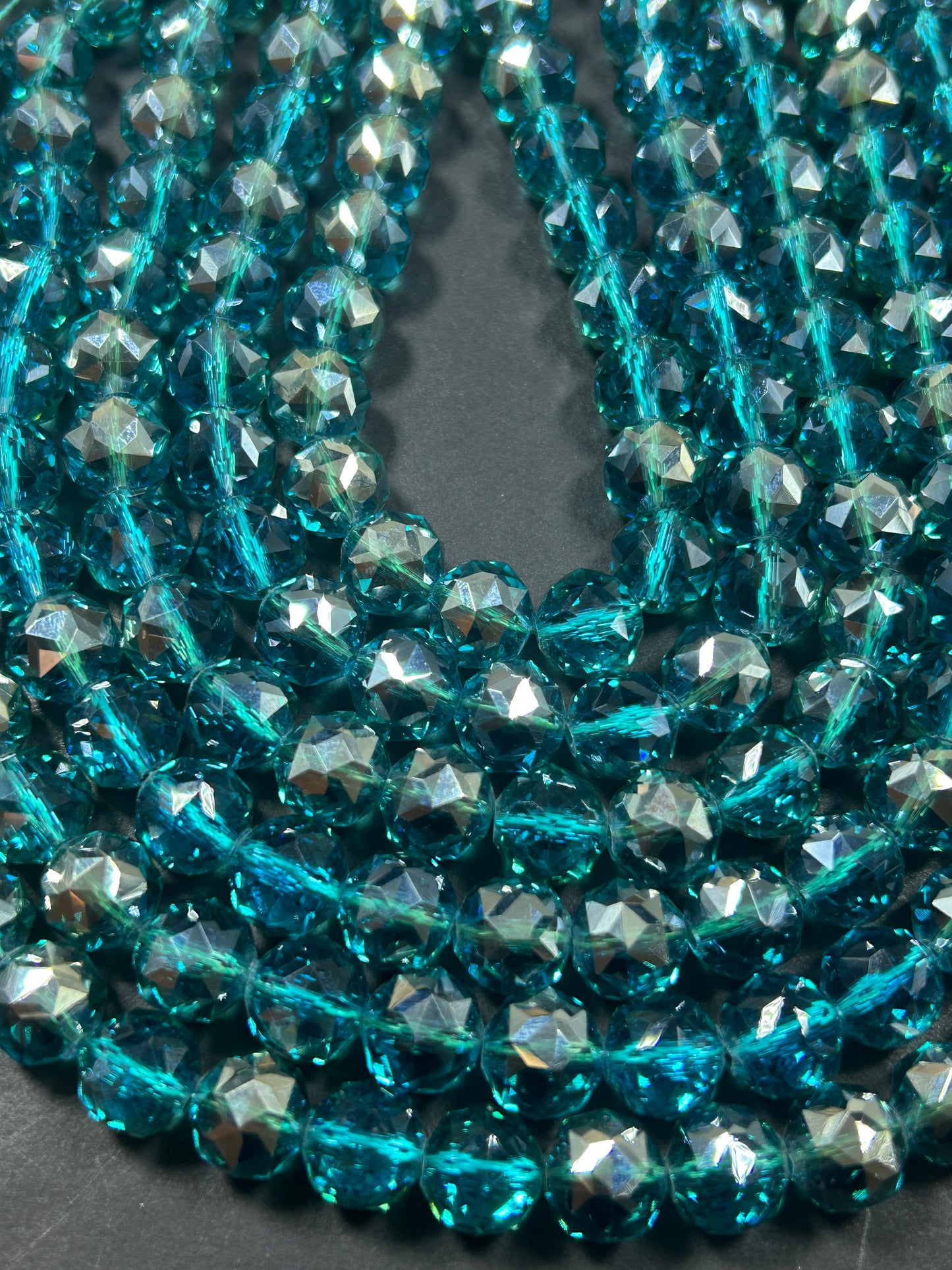 Beautiful Clear Turquoise Mystic Chinese Crystal Glass Bead Faceted 6MM 8MM 10MM Round Bead, Gorgeous Iridescent Clear Great Quality Glass