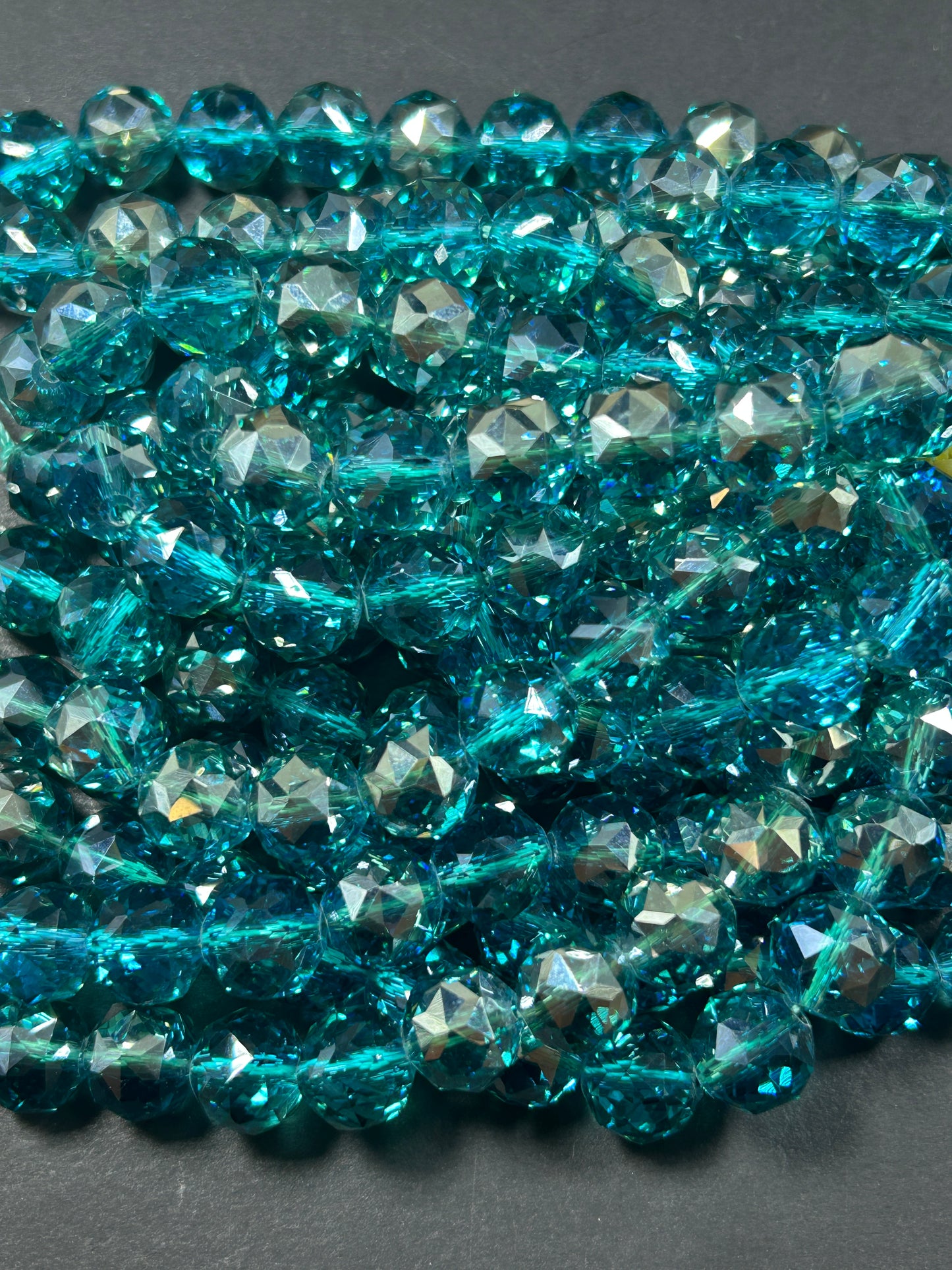 Beautiful Clear Turquoise Mystic Chinese Crystal Glass Bead Faceted 6MM 8MM 10MM Round Bead, Gorgeous Iridescent Clear Great Quality Glass