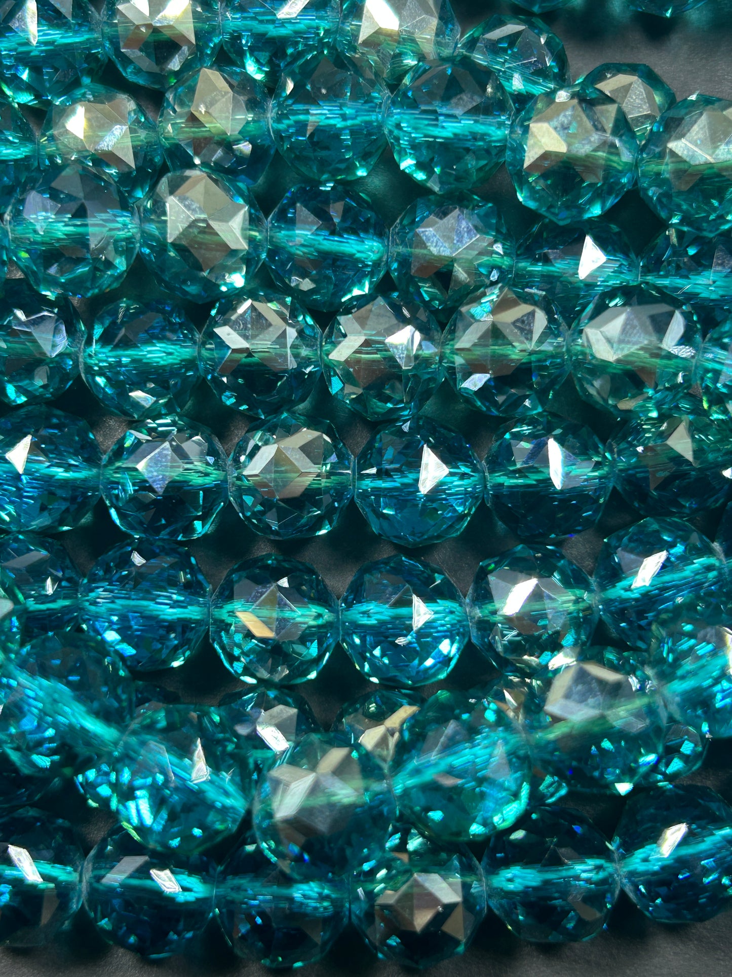 Beautiful Clear Turquoise Mystic Chinese Crystal Glass Bead Faceted 6MM 8MM 10MM Round Bead, Gorgeous Iridescent Clear Great Quality Glass