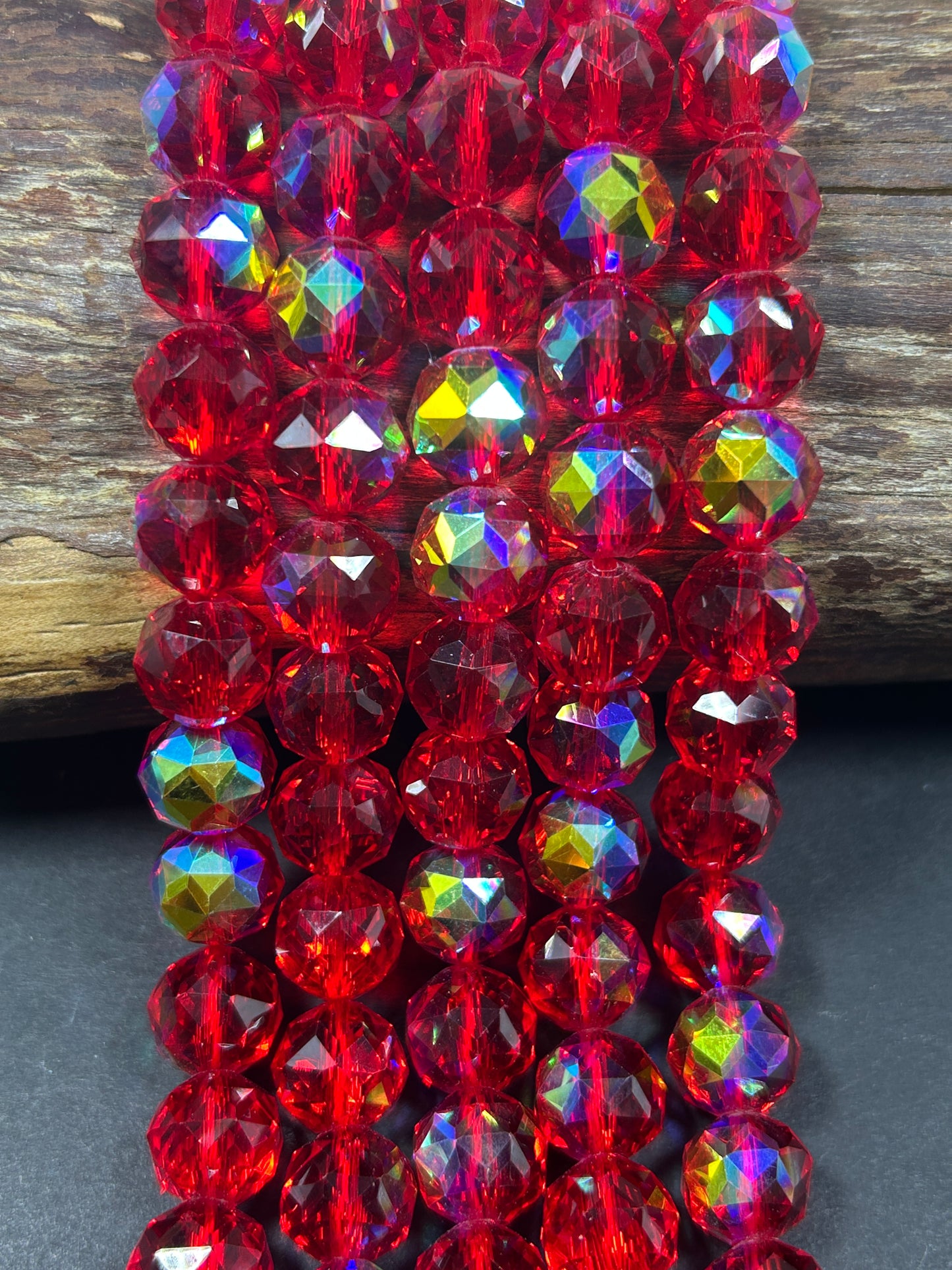 Beautiful Red Mystic Chinese Crystal Glass Bead Faceted 6MM 8MM 10MM Round Bead, Gorgeous Iridescent Clear Great Quality Glass