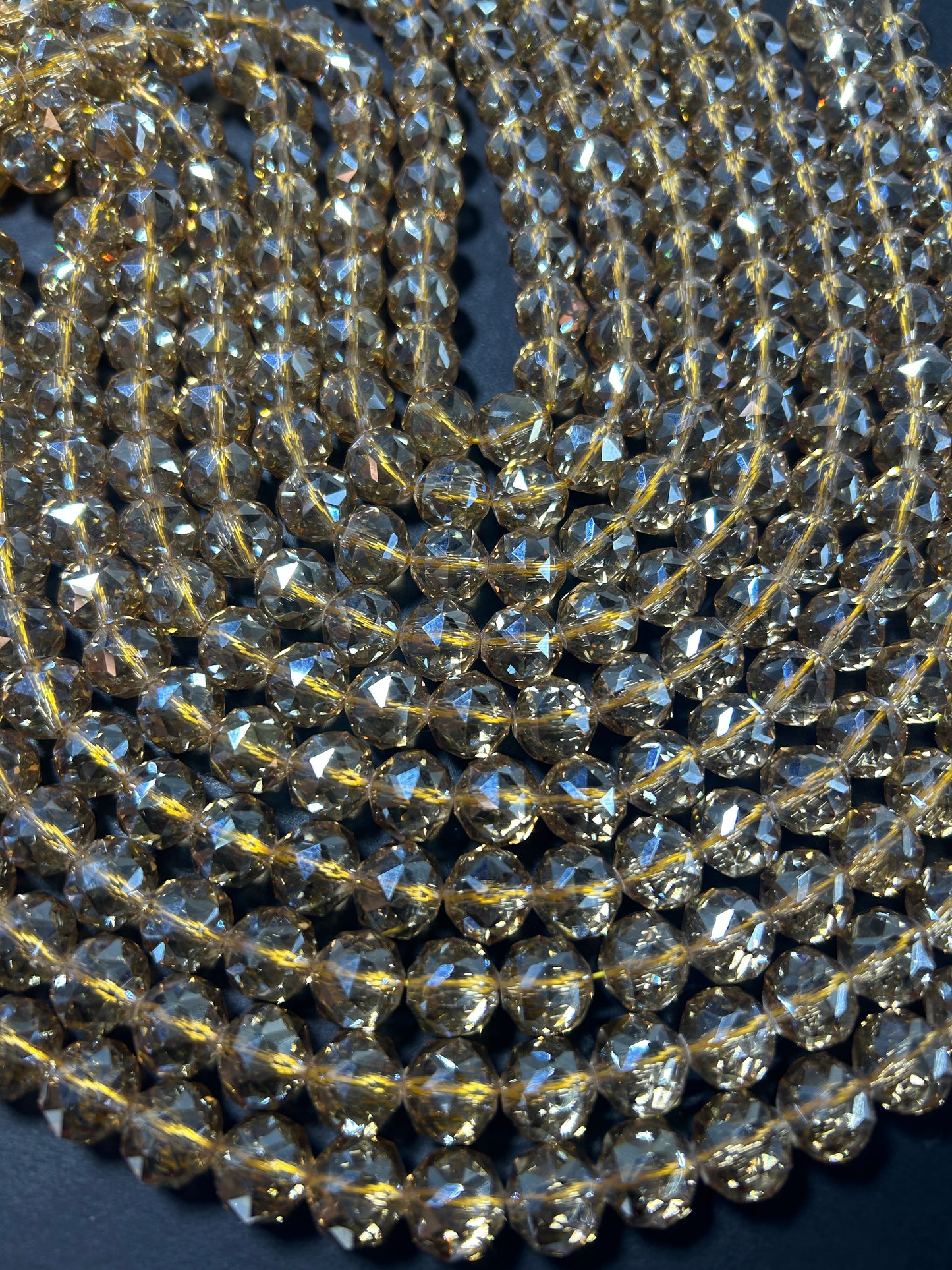 Beautiful Clear Gold Mystic Chinese Crystal Glass Bead Faceted 6MM 8MM 10MM Round Bead, Gorgeous Iridescent Clear Great Quality Glass