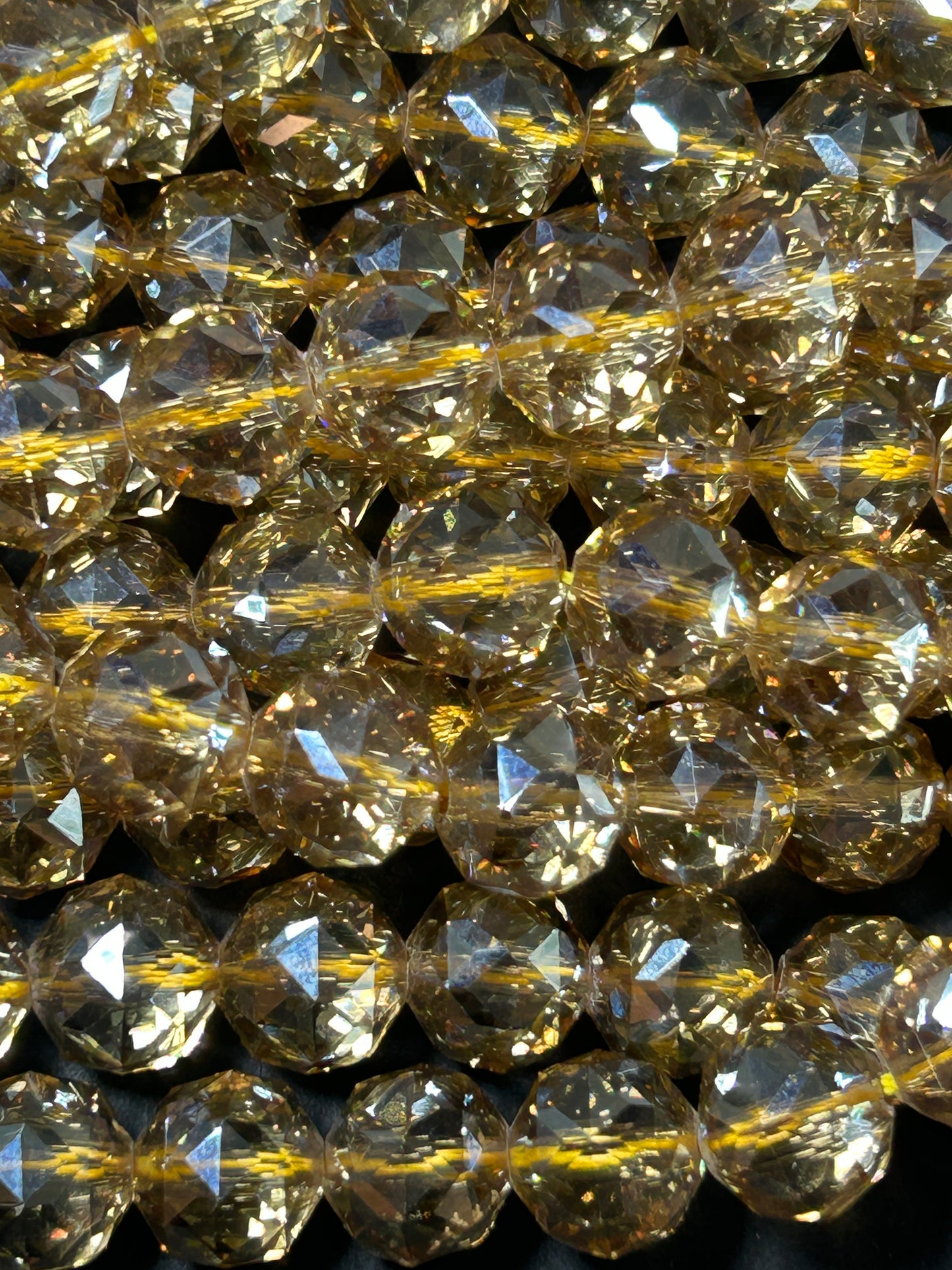 Beautiful Clear Gold Mystic Chinese Crystal Glass Bead Faceted 6MM 8MM 10MM Round Bead, Gorgeous Iridescent Clear Great Quality Glass