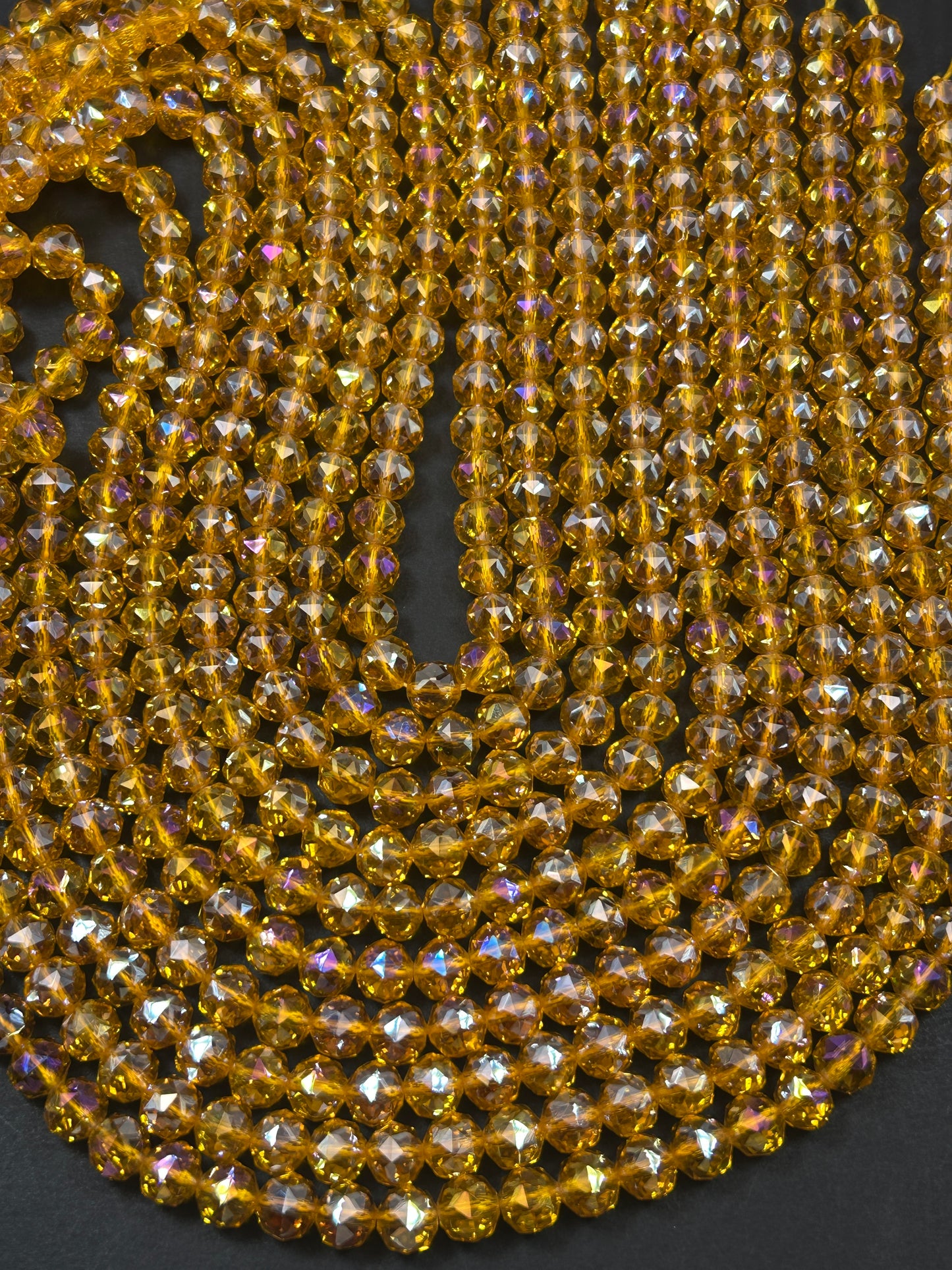 Beautiful Crystal glass bead. Faceted round shape bead. Gorgeous orange sunset color, high quality crystal bead! Full strand