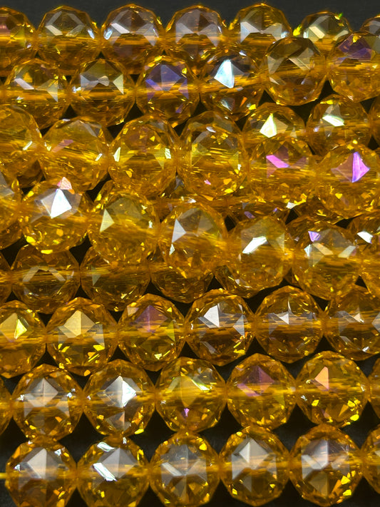 Beautiful Crystal glass bead. Faceted round shape bead. Gorgeous orange sunset color, high quality crystal bead! Full strand