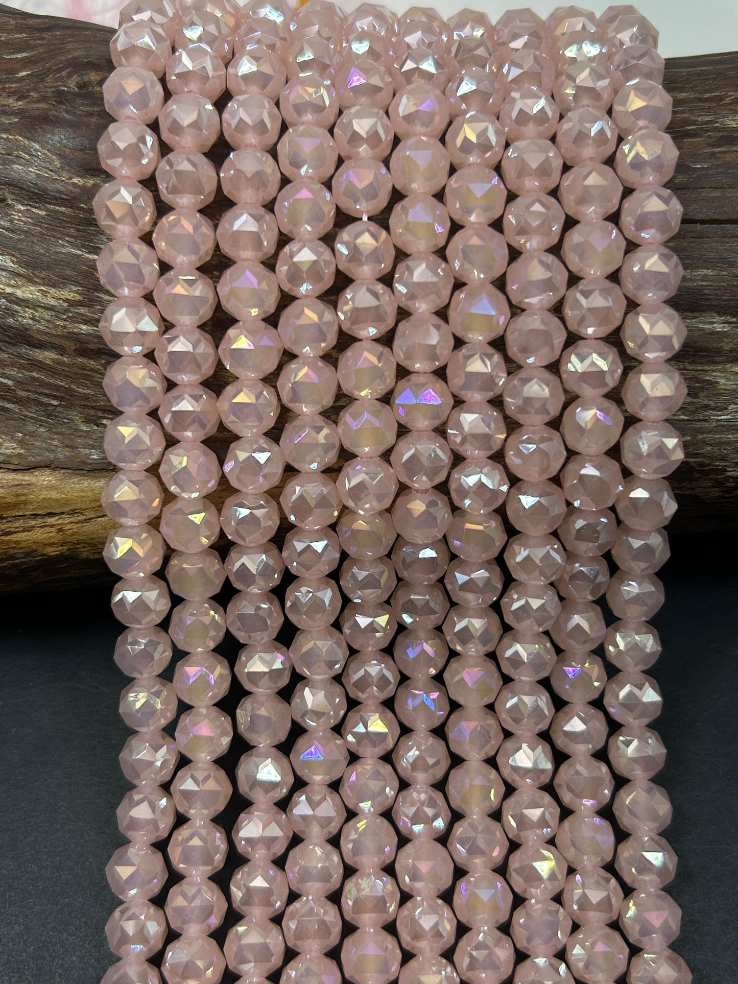 Beautiful Crystal glass bead. Faceted round shape bead. Gorgeous rose pink color, high quality crystal bead! Full strand