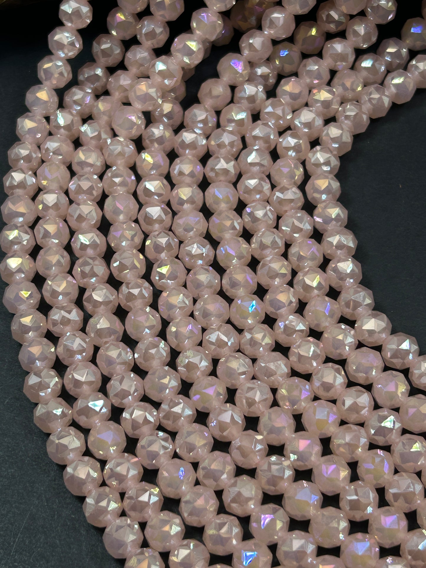 Beautiful Crystal glass bead. Faceted round shape bead. Gorgeous rose pink color, high quality crystal bead! Full strand