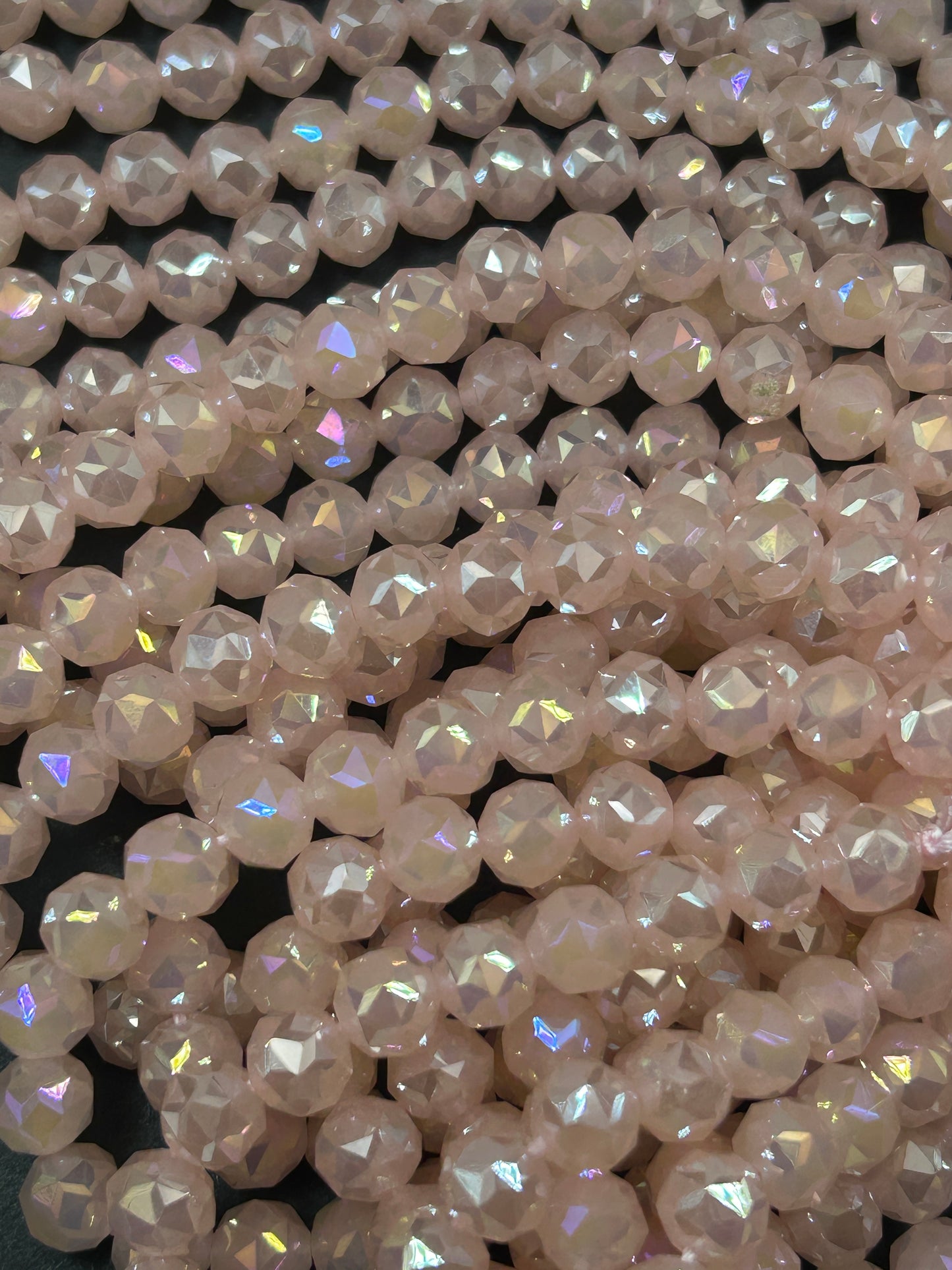 Beautiful Crystal glass bead. Faceted round shape bead. Gorgeous rose pink color, high quality crystal bead! Full strand