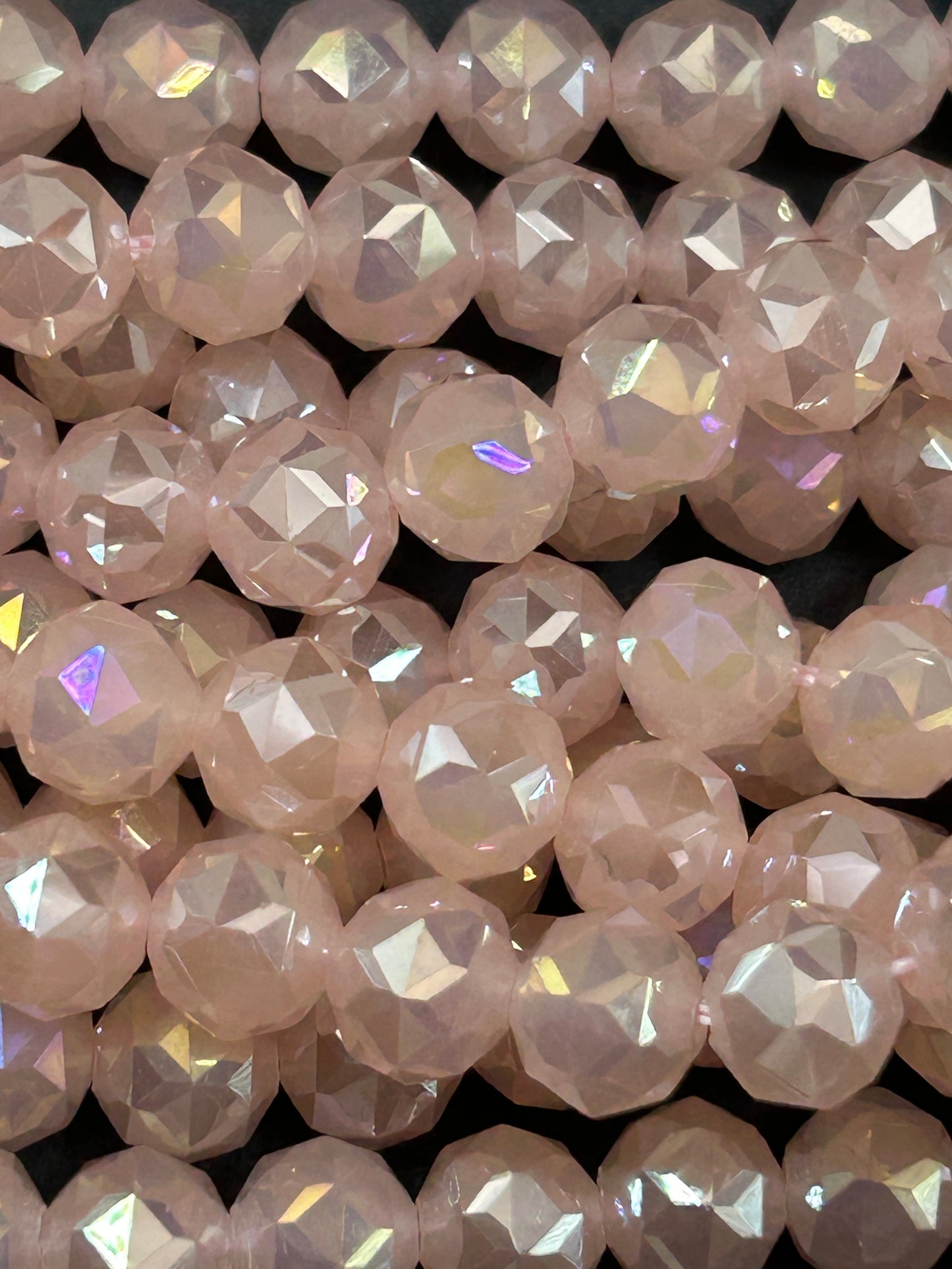 Beautiful Crystal glass bead. Faceted round shape bead. Gorgeous rose pink color, high quality crystal bead! Full strand