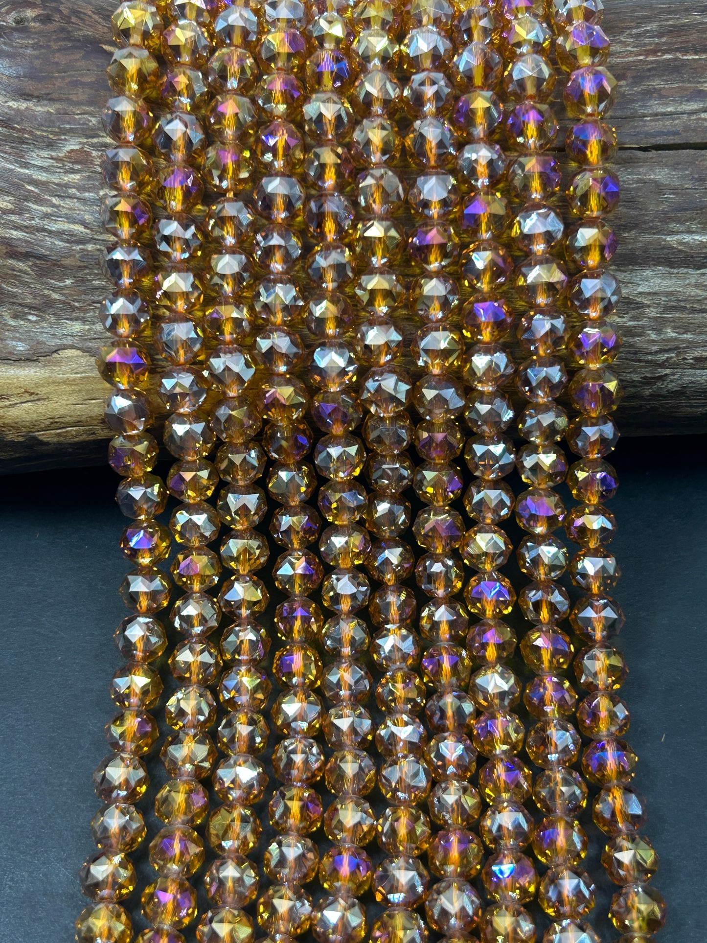 Beautiful Crystal glass bead. Faceted round shape bead. Gorgeous bronze color, high quality crystal bead! Full strand