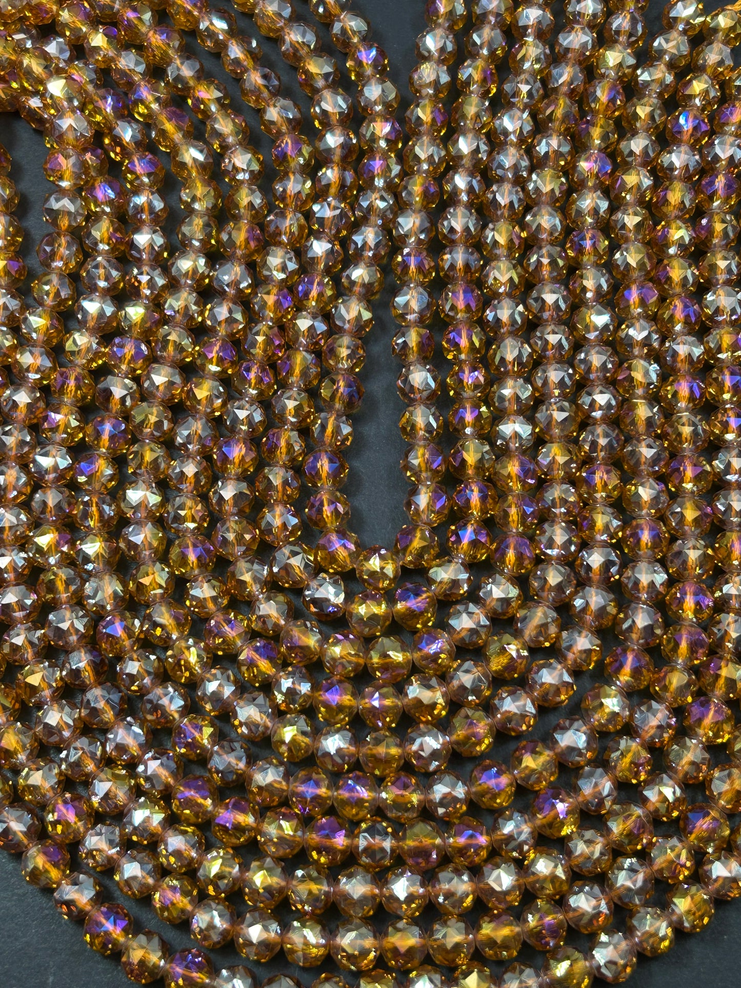 Beautiful Crystal glass bead. Faceted round shape bead. Gorgeous bronze color, high quality crystal bead! Full strand