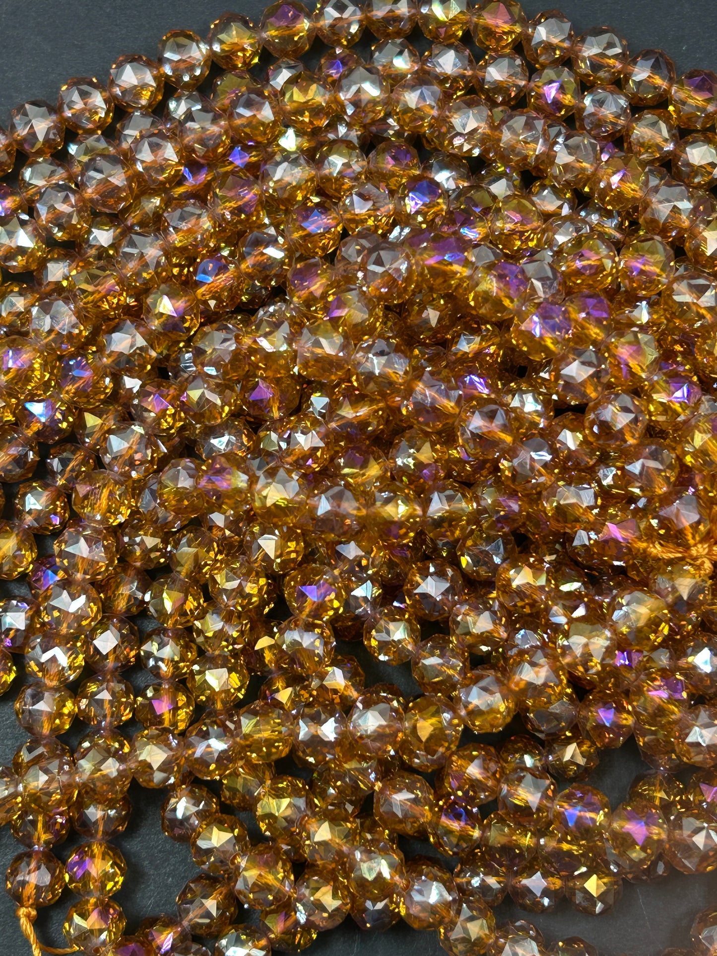 Beautiful Crystal glass bead. Faceted round shape bead. Gorgeous bronze color, high quality crystal bead! Full strand
