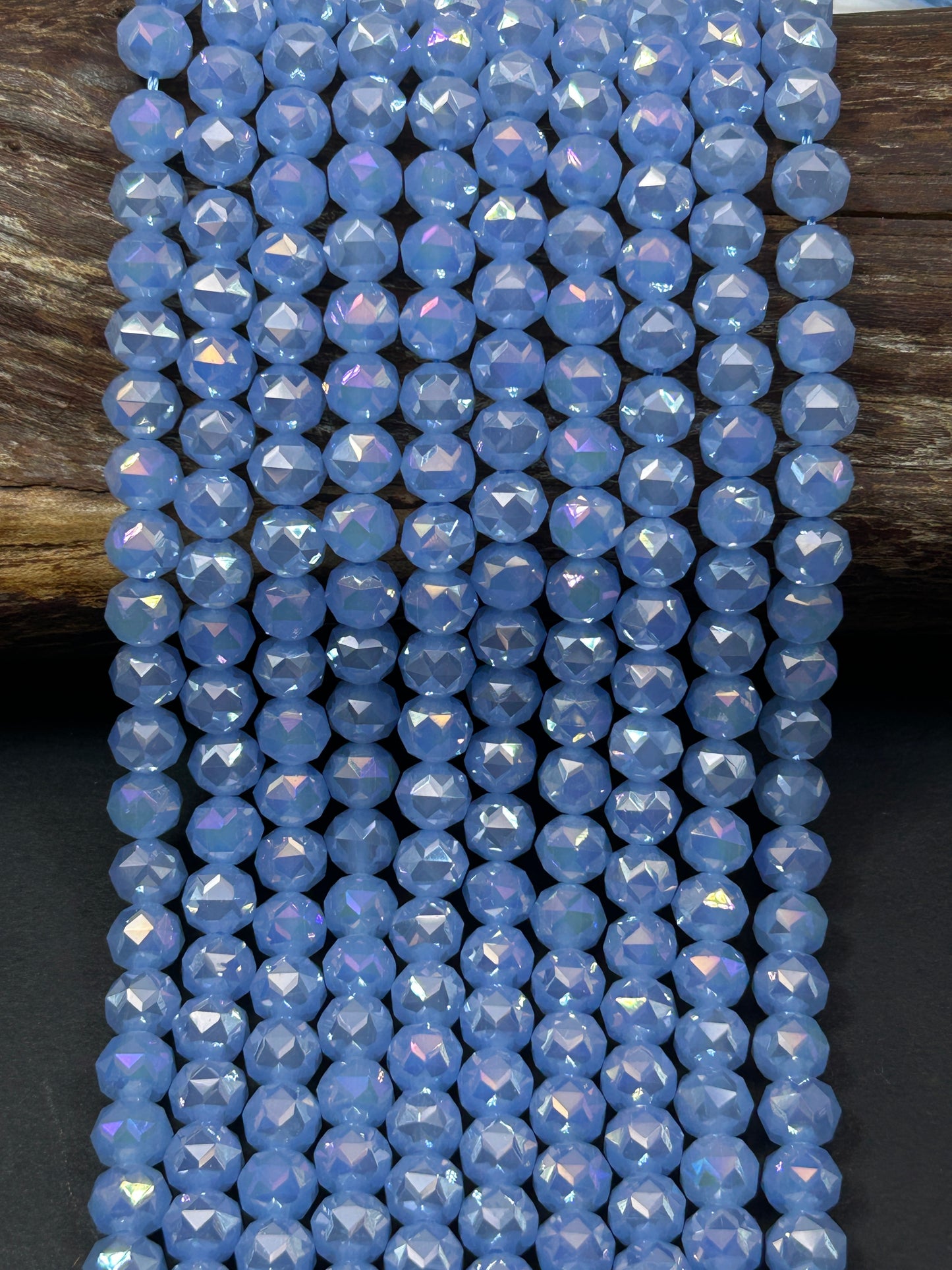 Beautiful Crystal glass bead. Faceted round shape bead. Gorgeous sky blue color, high quality crystal bead! Full strand