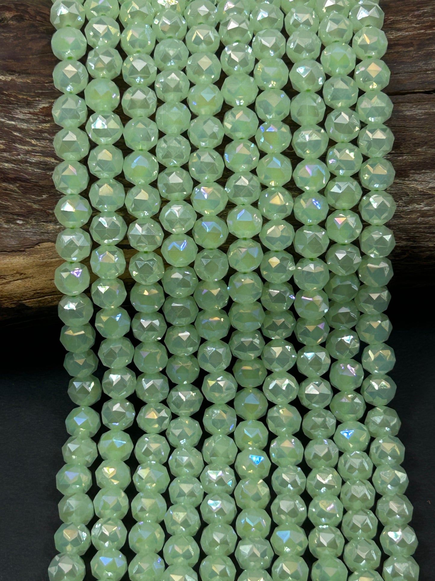 Beautiful Crystal glass bead. Faceted round shape bead. Gorgeous Honeydew Green color, high quality crystal bead! Full strand