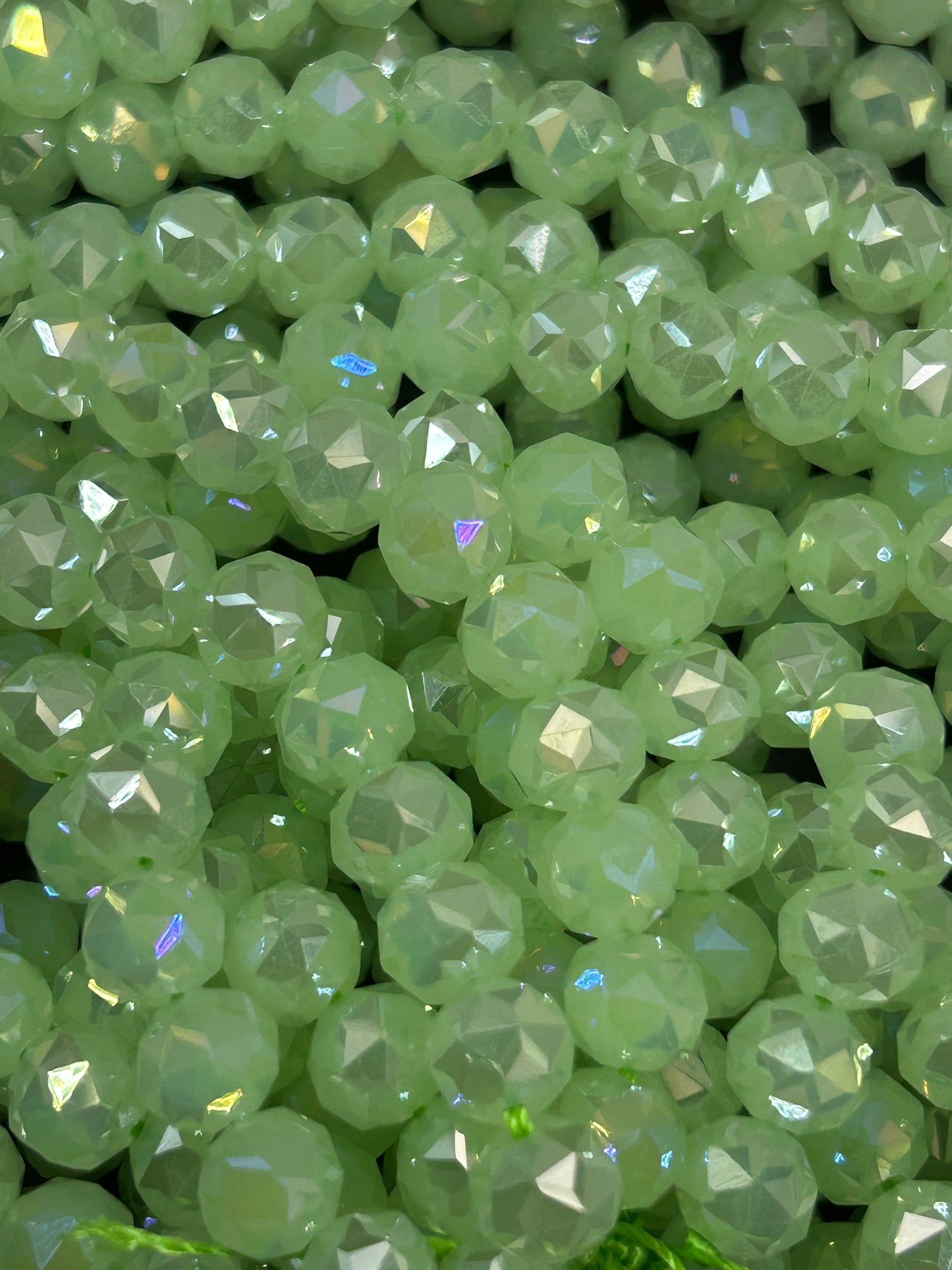 Beautiful Crystal glass bead. Faceted round shape bead. Gorgeous Honeydew Green color, high quality crystal bead! Full strand