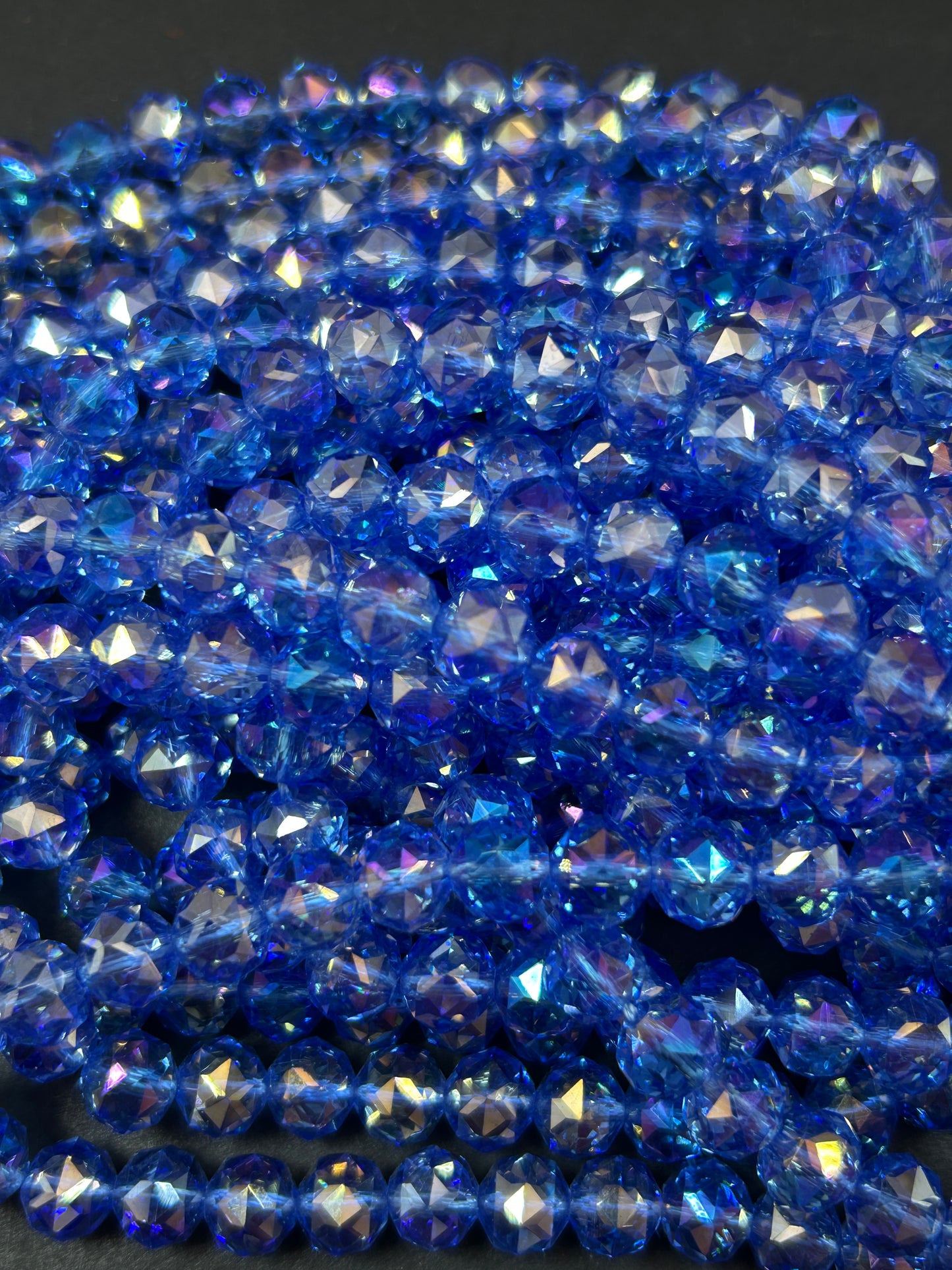 Beautiful Crystal glass bead. Faceted round shape bead. Gorgeous ocean blue color, high quality crystal bead! Full strand