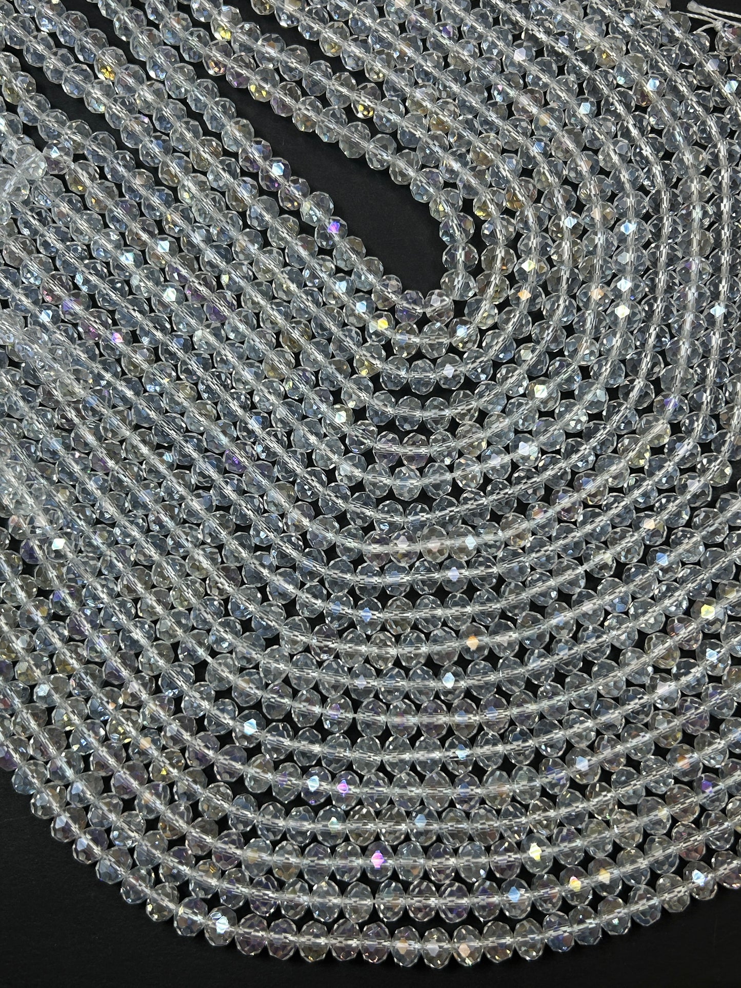 Beautiful Crystal glass bead. Faceted round shape bead. Gorgeous clear iridescent color, high quality crystal bead! Full strand