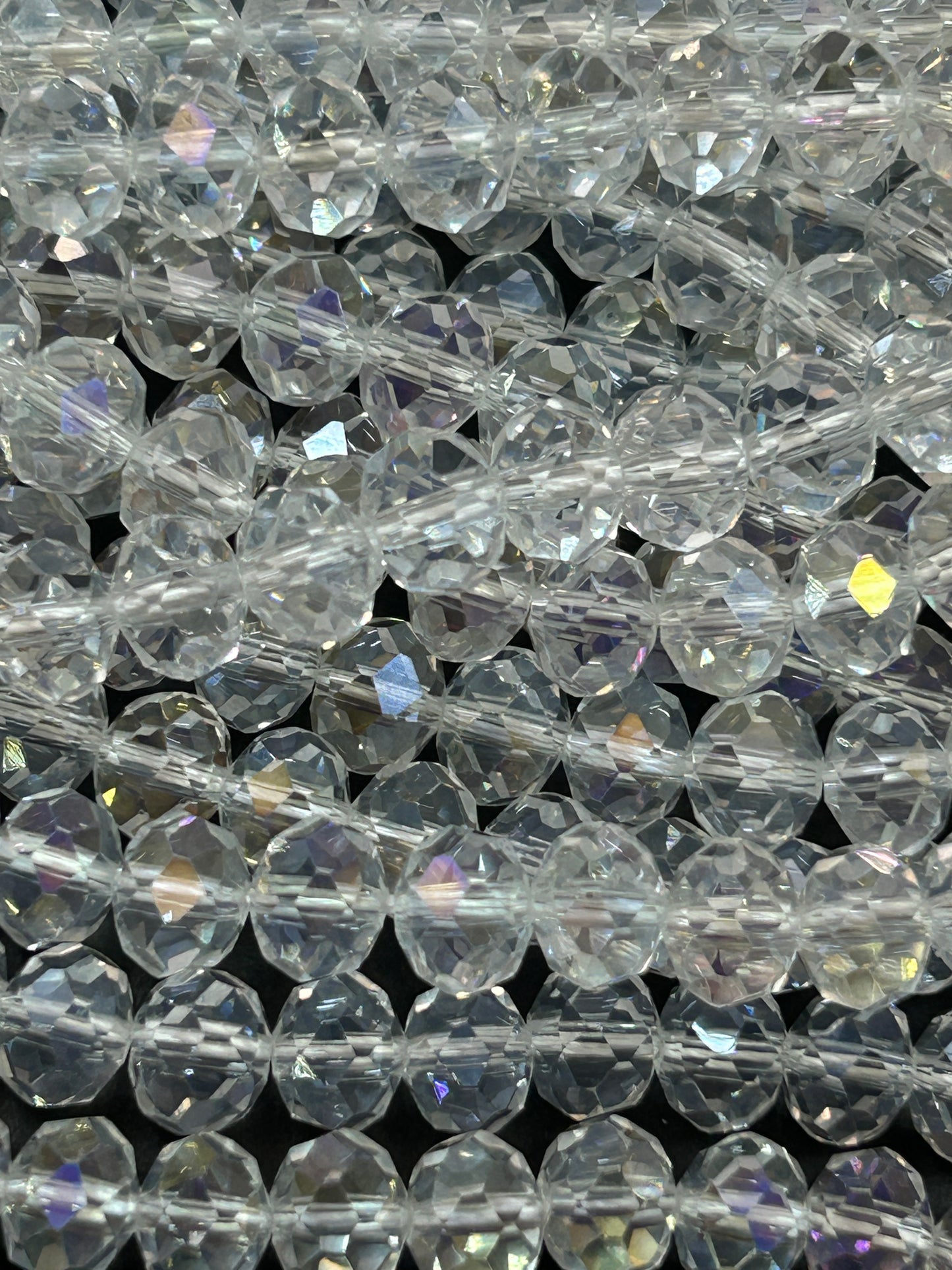 Beautiful Crystal glass bead. Faceted round shape bead. Gorgeous clear iridescent color, high quality crystal bead! Full strand