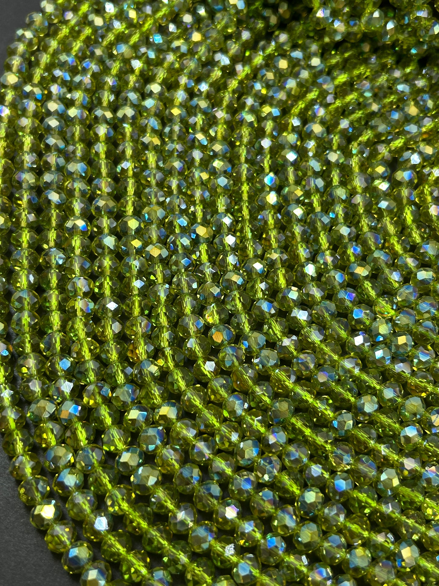 Beautiful Crystal glass bead. Faceted round shape bead. Gorgeous pear green color, high quality crystal bead! Full strand