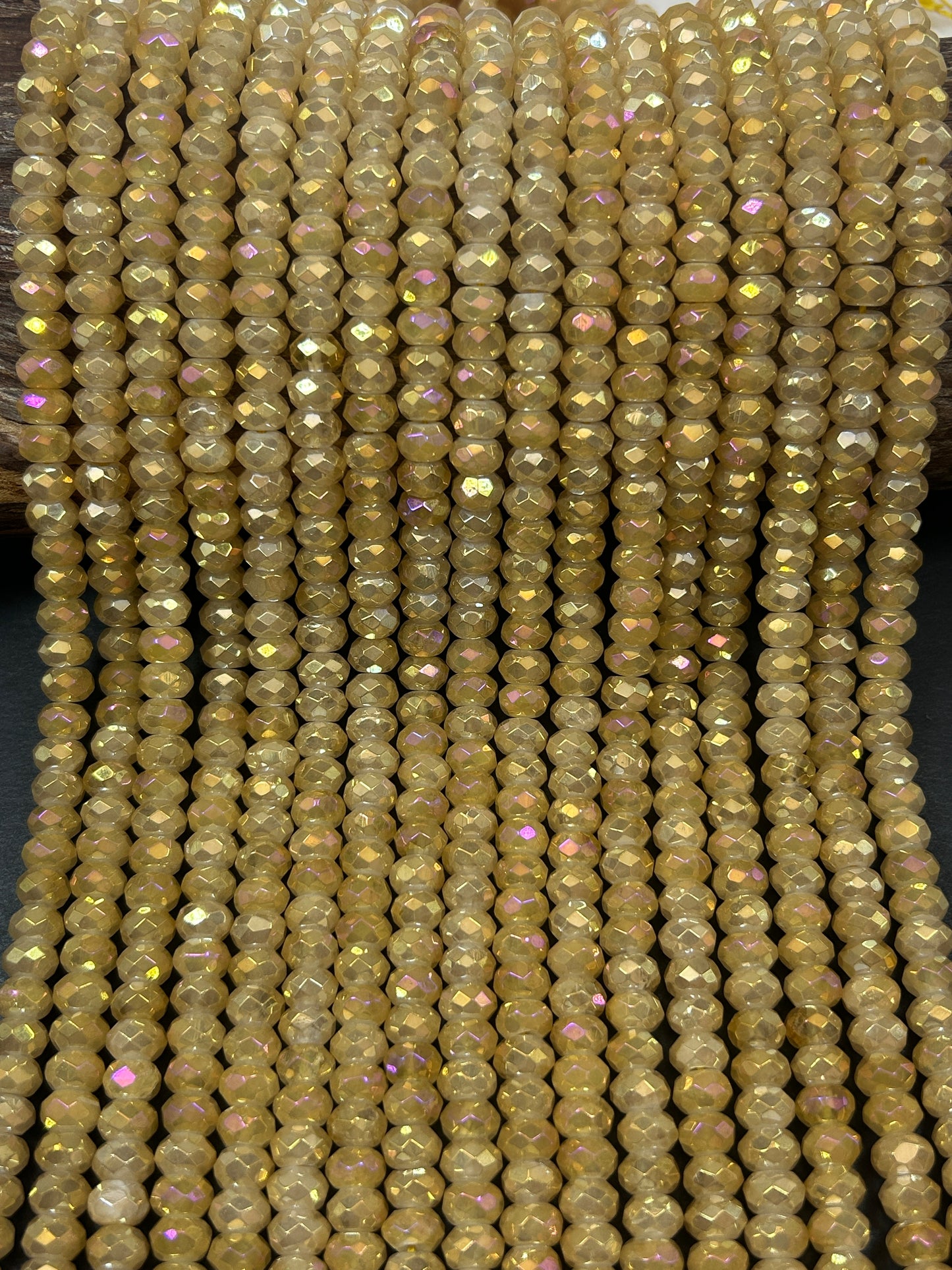 Beautiful Mystic Citrine Chinese Crystal, Faceted Rondelle Shape, 5x8mm, Gorgeous Iridescent Color, Great Quality Glass, Full Strand
