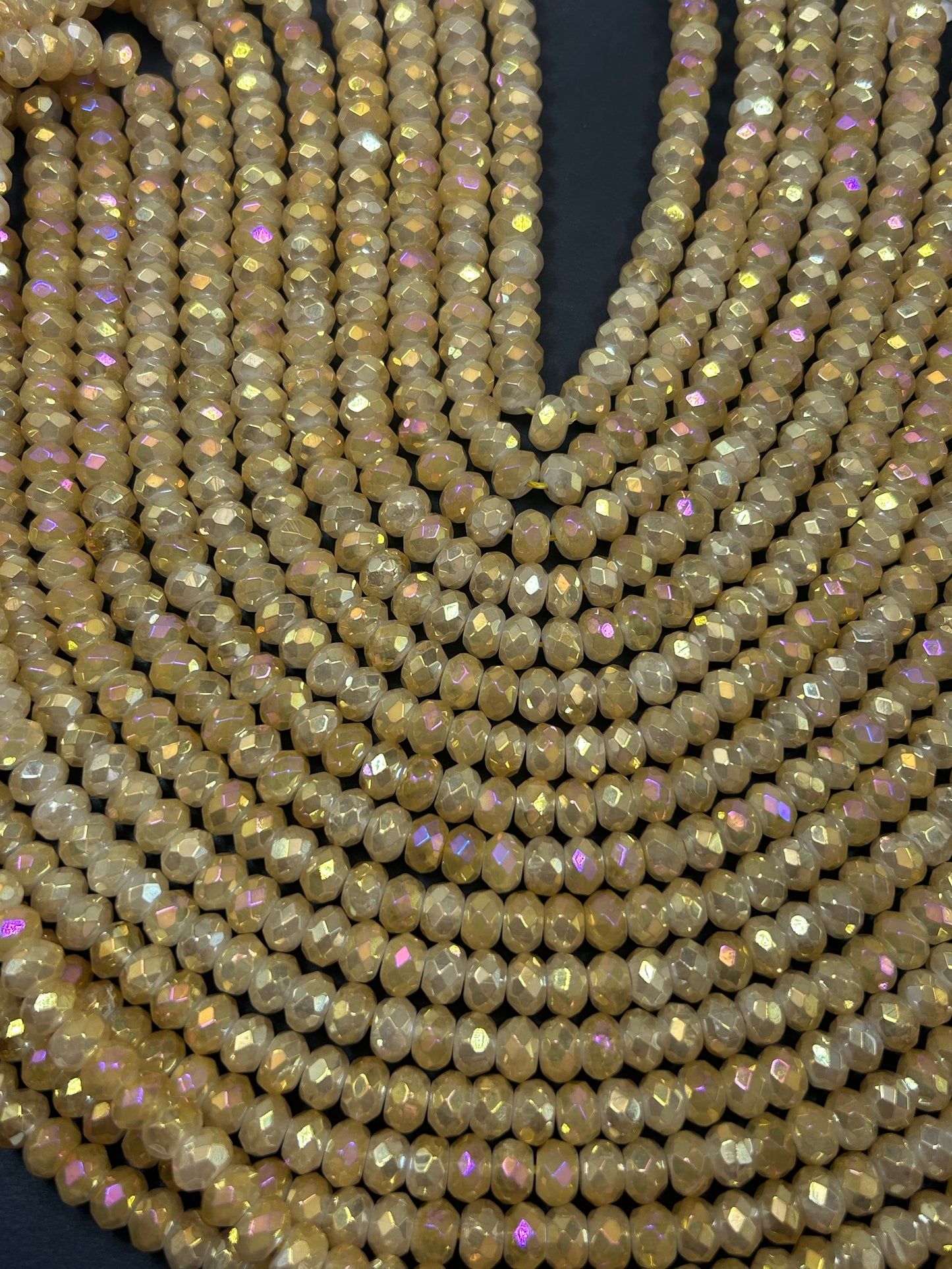 Beautiful Mystic Citrine Chinese Crystal, Faceted Rondelle Shape, 5x8mm, Gorgeous Iridescent Color, Great Quality Glass, Full Strand