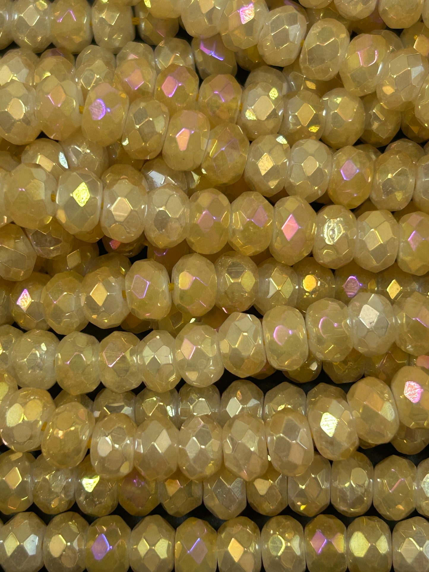 Beautiful Mystic Citrine Chinese Crystal, Faceted Rondelle Shape, 5x8mm, Gorgeous Iridescent Color, Great Quality Glass, Full Strand
