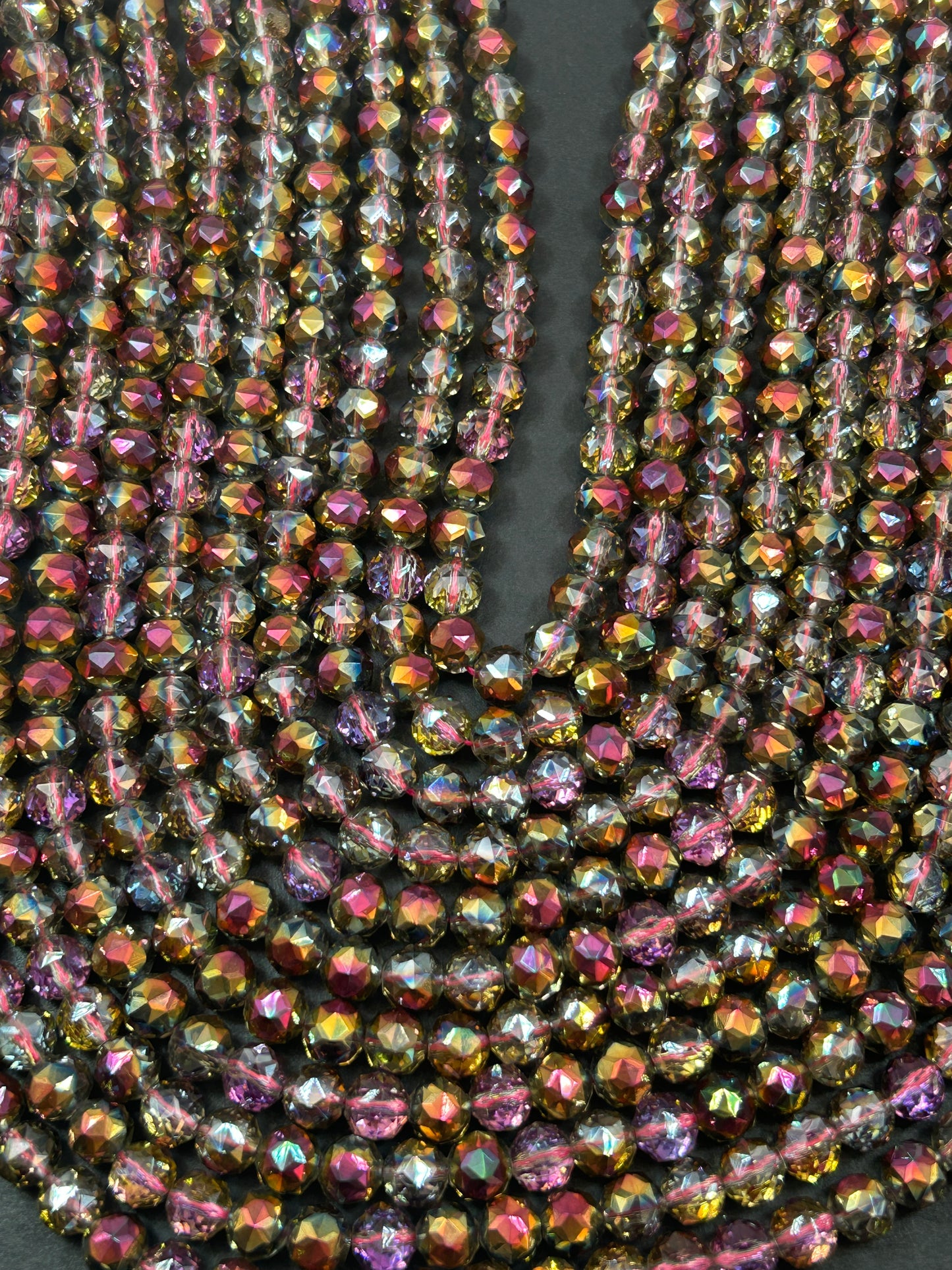 Beautiful Multicolor Multichromatic Mystic Chinese Crystal Glass Bead Faceted 6MM 8MM 10MM Round Bead, Gorgeous Great Quality Glass