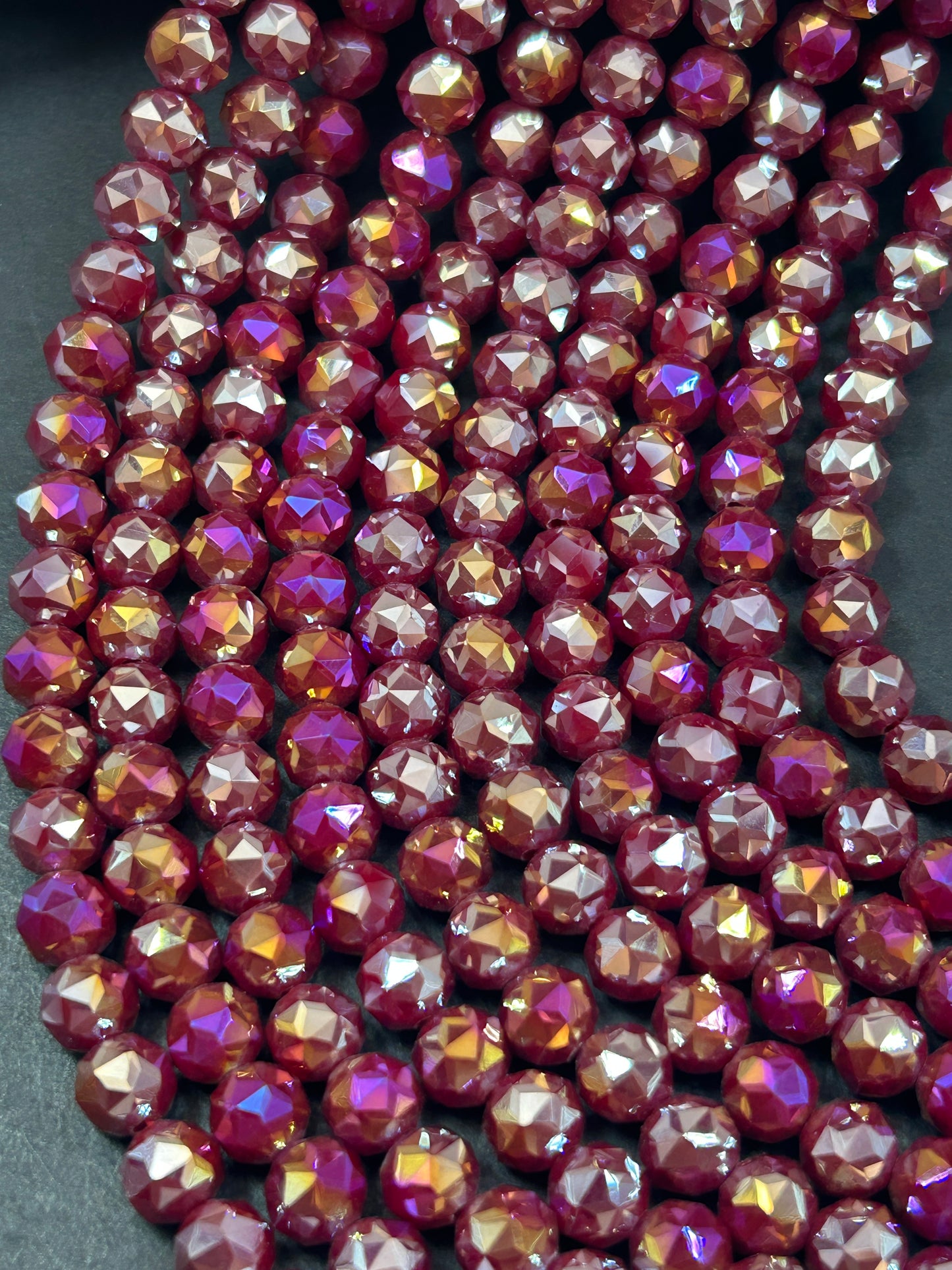 Beautiful Magenta Multichromatic Mystic Chinese Crystal Glass Bead Faceted 6MM 8MM 10MM Round Bead, Gorgeous Great Quality Glass