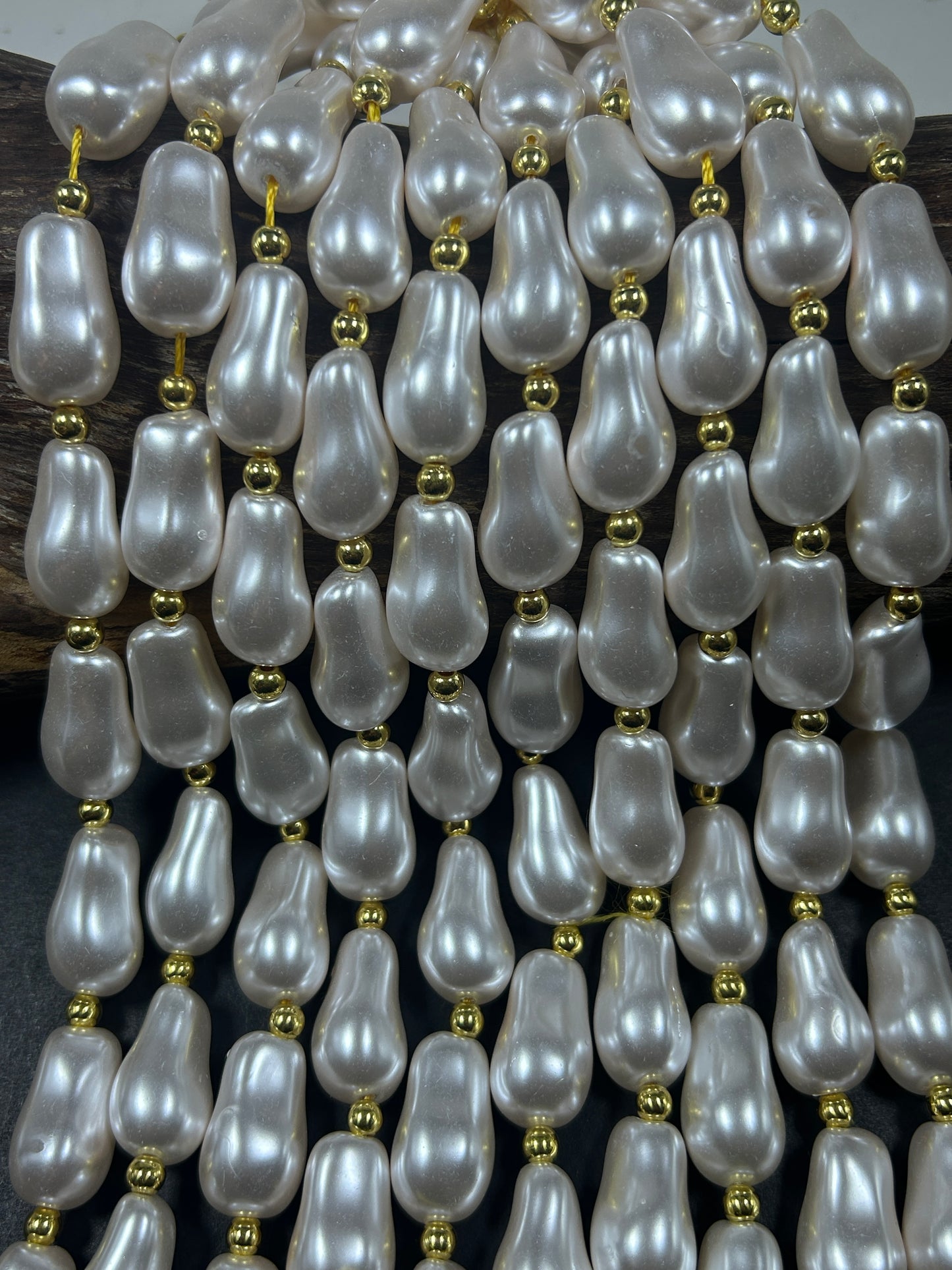 Chinese Swarovski Pearl Crystal Beads 13.5x9mm Baroque Bead, Beautiful White Swarovski Crystal Pearl 15.5"