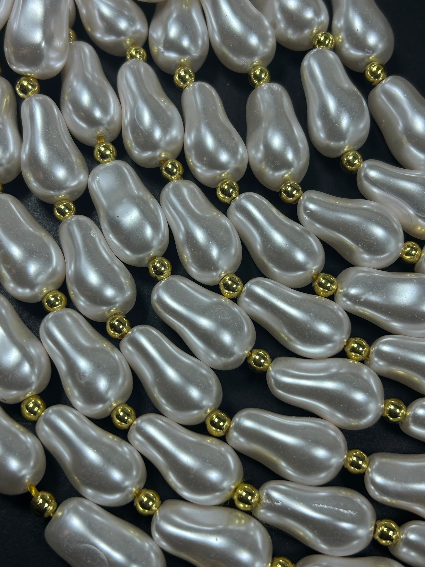 Chinese Swarovski Pearl Crystal Beads 13.5x9mm Baroque Bead, Beautiful White Swarovski Crystal Pearl 15.5"