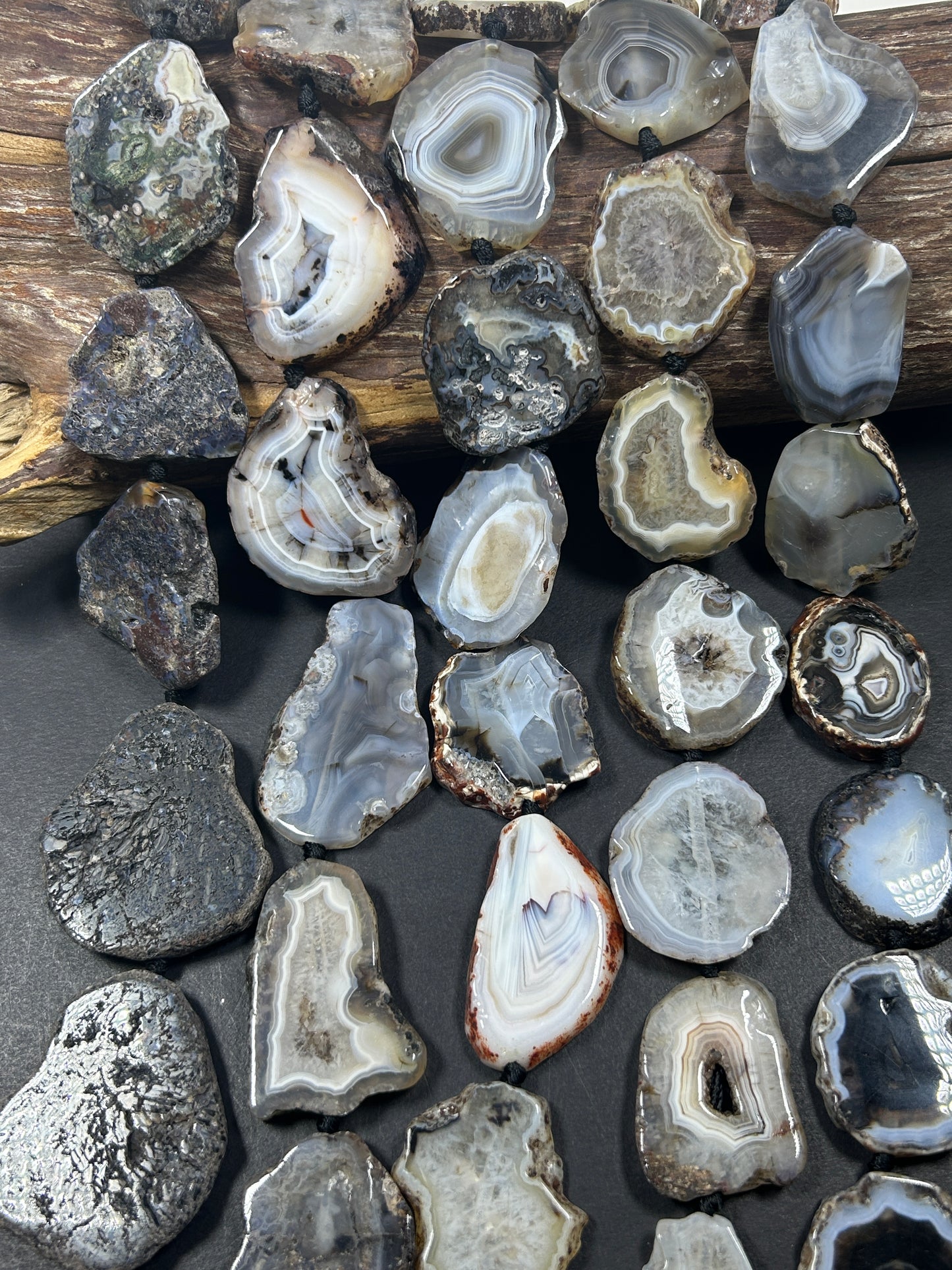 Natural Botswana Agate Gemstone Bead Freeform Shape, Gorgeous Natural Gray and Beige Color Botswana Agate Excellent Quality 15.5"