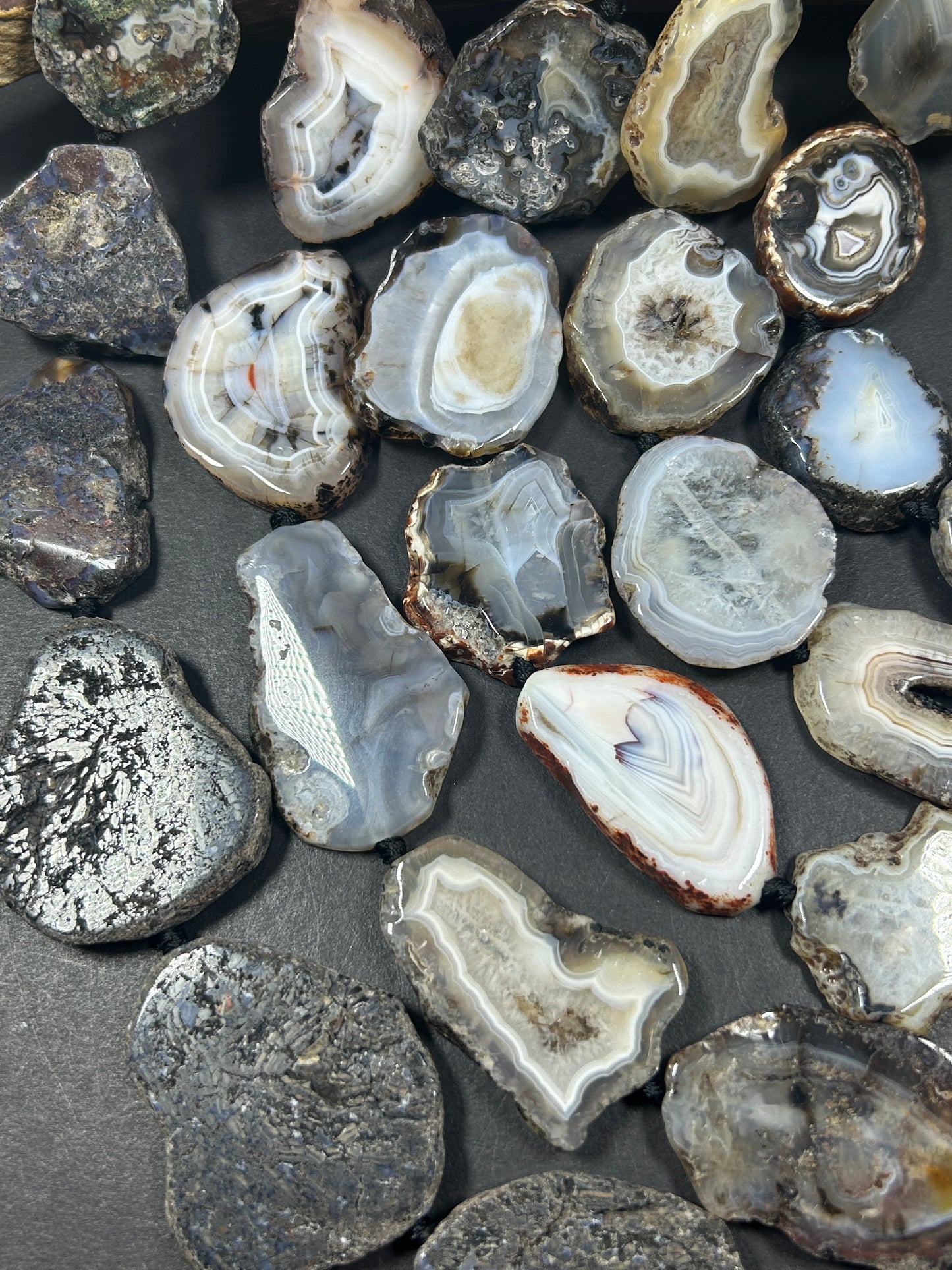 Natural Botswana Agate Gemstone Bead Freeform Shape, Gorgeous Natural Gray and Beige Color Botswana Agate Excellent Quality 15.5"