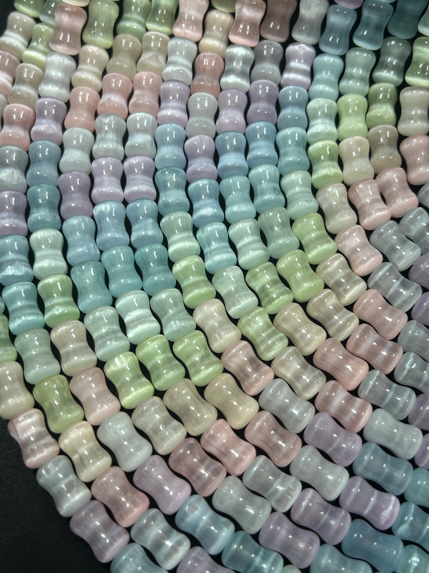 Natural Rainbow  Selenite Gemstone Bead 12x8mm Bamboo Shape, Beautiful Pastel Rainbow Color Selenite Beads, Great Quality Full Strand 15.5"