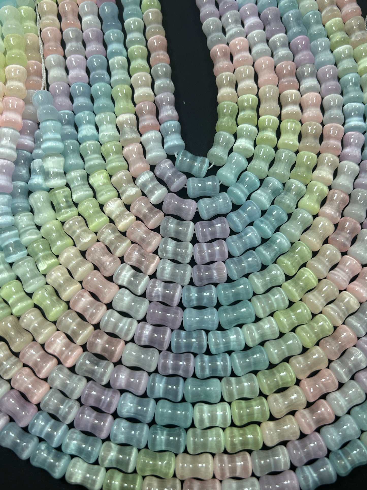Natural Rainbow  Selenite Gemstone Bead 12x8mm Bamboo Shape, Beautiful Pastel Rainbow Color Selenite Beads, Great Quality Full Strand 15.5"