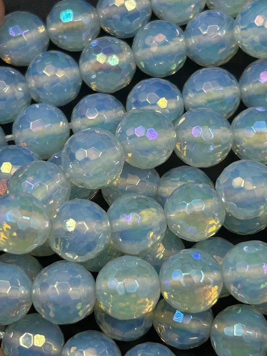 Natural mystic rainbow opal crystal bead. 4mm 6mm 8mm 10mm 12mm Faceted round bead. Gorgeous rainbow color natural gemstone round bead. 15.5