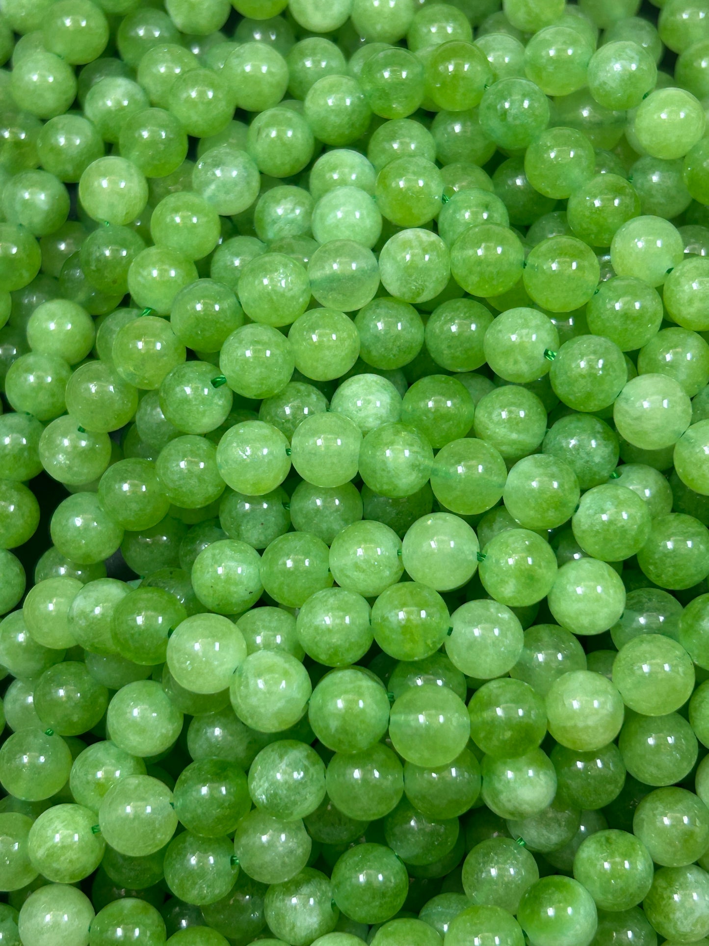 Beautiful Light Green Jade Gemstone Bead 6mm 8mm 10mm Round Bead, Beautiful Green Color Jade Gemstone Bead Great Quality Full Strand 15.5"