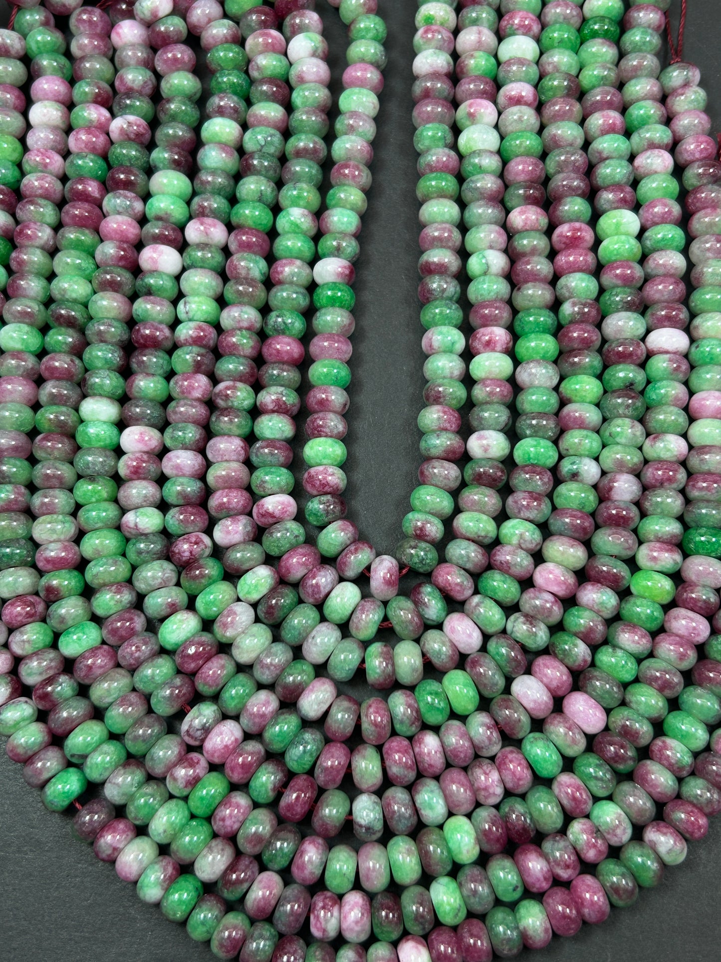 NATURAL Jade Gemstone Bead 8x5mm Rondelle Shape Beads, Beautiful Watermelon Color Jade Gemstone Beads, Great Quality Full Strand 15.5"