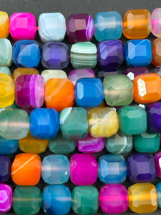 AAA Natural Mixed Botswana stone bead. Faceted 8mm cube shape bead. Beautiful multicolor  gemstone bead. High quality bead!