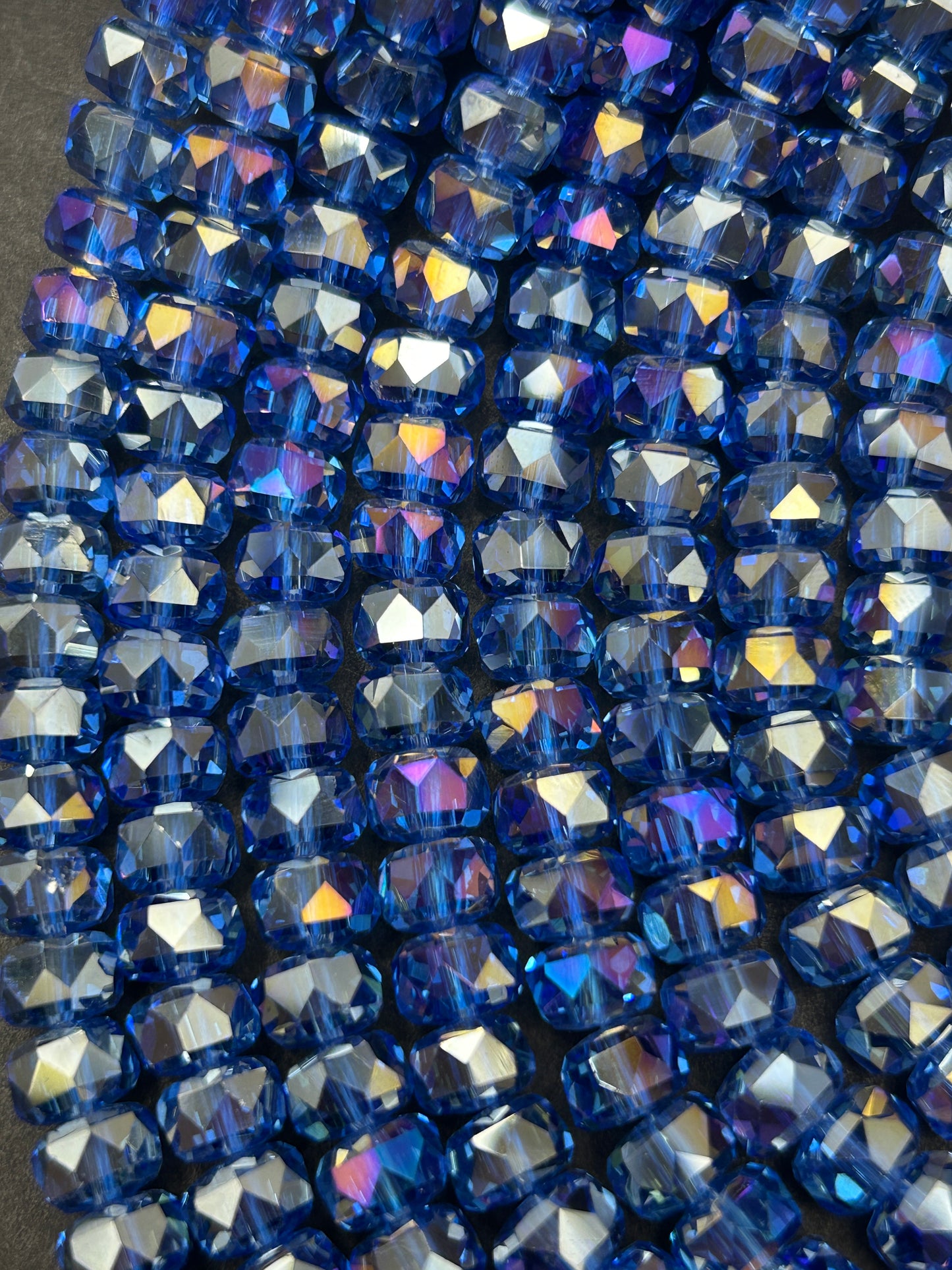 Natural Mystic Crystal Glass Faceted Rondelle 5x8mm Beautiful Deep Blue Color Handmade Jewelry Loose Bead Loose Gemstone Full Strand 15.5"