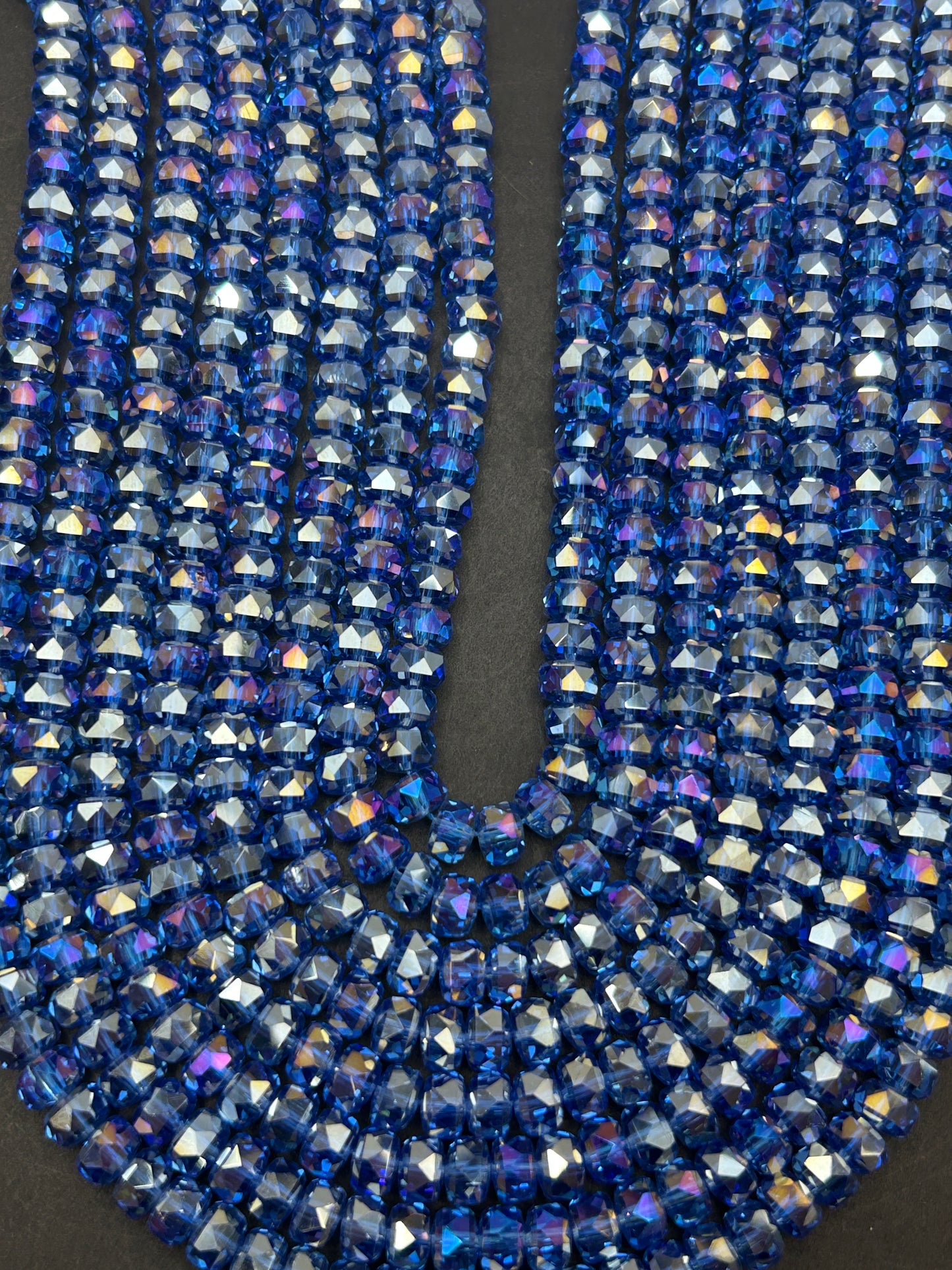 Natural Mystic Crystal Glass Faceted Rondelle 5x8mm Beautiful Deep Blue Color Handmade Jewelry Loose Bead Loose Gemstone Full Strand 15.5"