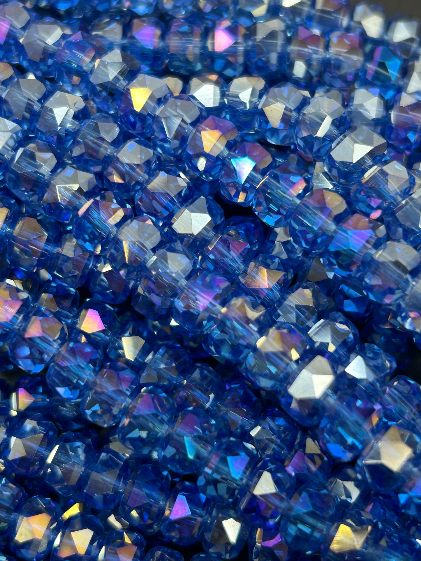 Natural Mystic Crystal Glass Faceted Rondelle 5x8mm Beautiful Deep Blue Color Handmade Jewelry Loose Bead Loose Gemstone Full Strand 15.5"