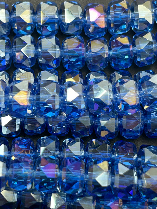 Natural Mystic Crystal Glass Faceted Rondelle 5x8mm Beautiful Deep Blue Color Handmade Jewelry Loose Bead Loose Gemstone Full Strand 15.5"
