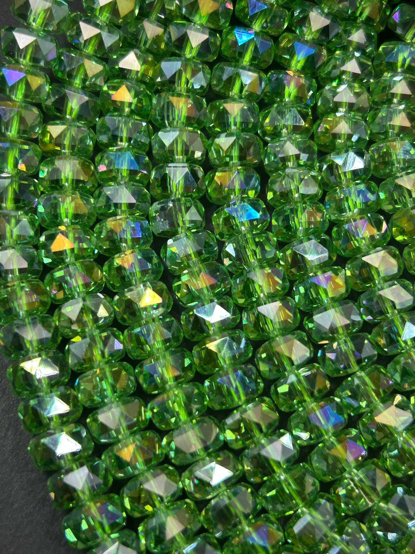 Natural Mystic Crystal Glass Faceted Rondelle 5x8mm Beautiful Grass Green Color Handmade Jewelry Loose Bead Loose Gemstone Full Strand 15.5"