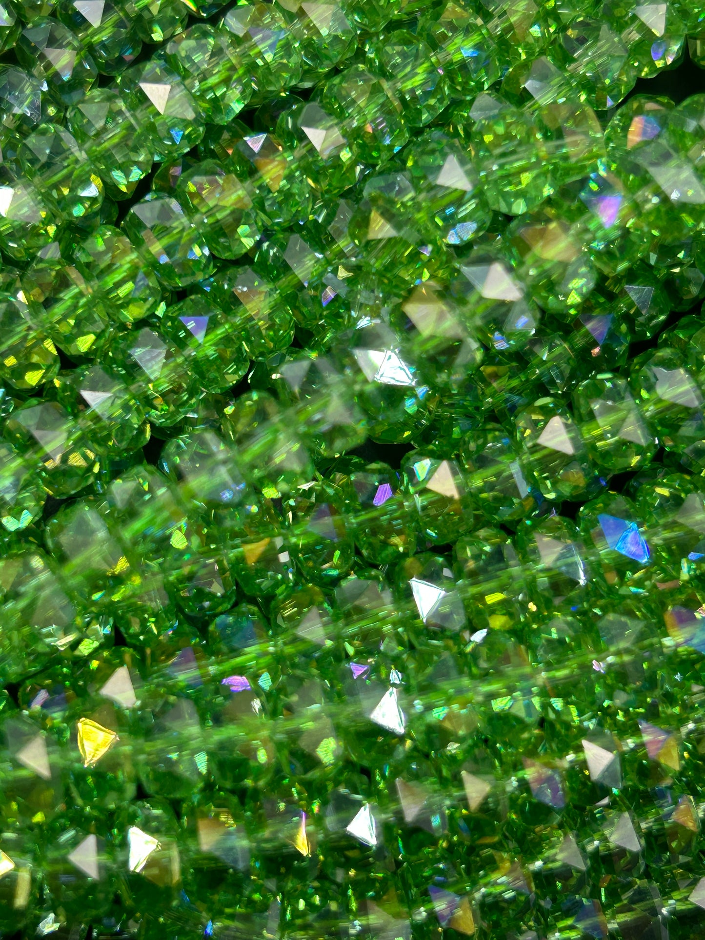 Natural Mystic Crystal Glass Faceted Rondelle 5x8mm Beautiful Grass Green Color Handmade Jewelry Loose Bead Loose Gemstone Full Strand 15.5"