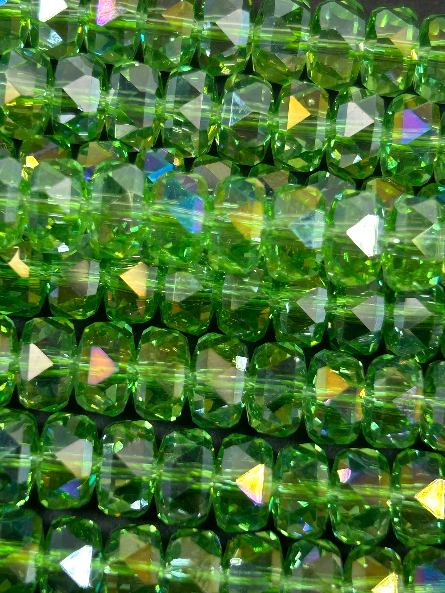 Natural Mystic Crystal Glass Faceted Rondelle 5x8mm Beautiful Grass Green Color Handmade Jewelry Loose Bead Loose Gemstone Full Strand 15.5"