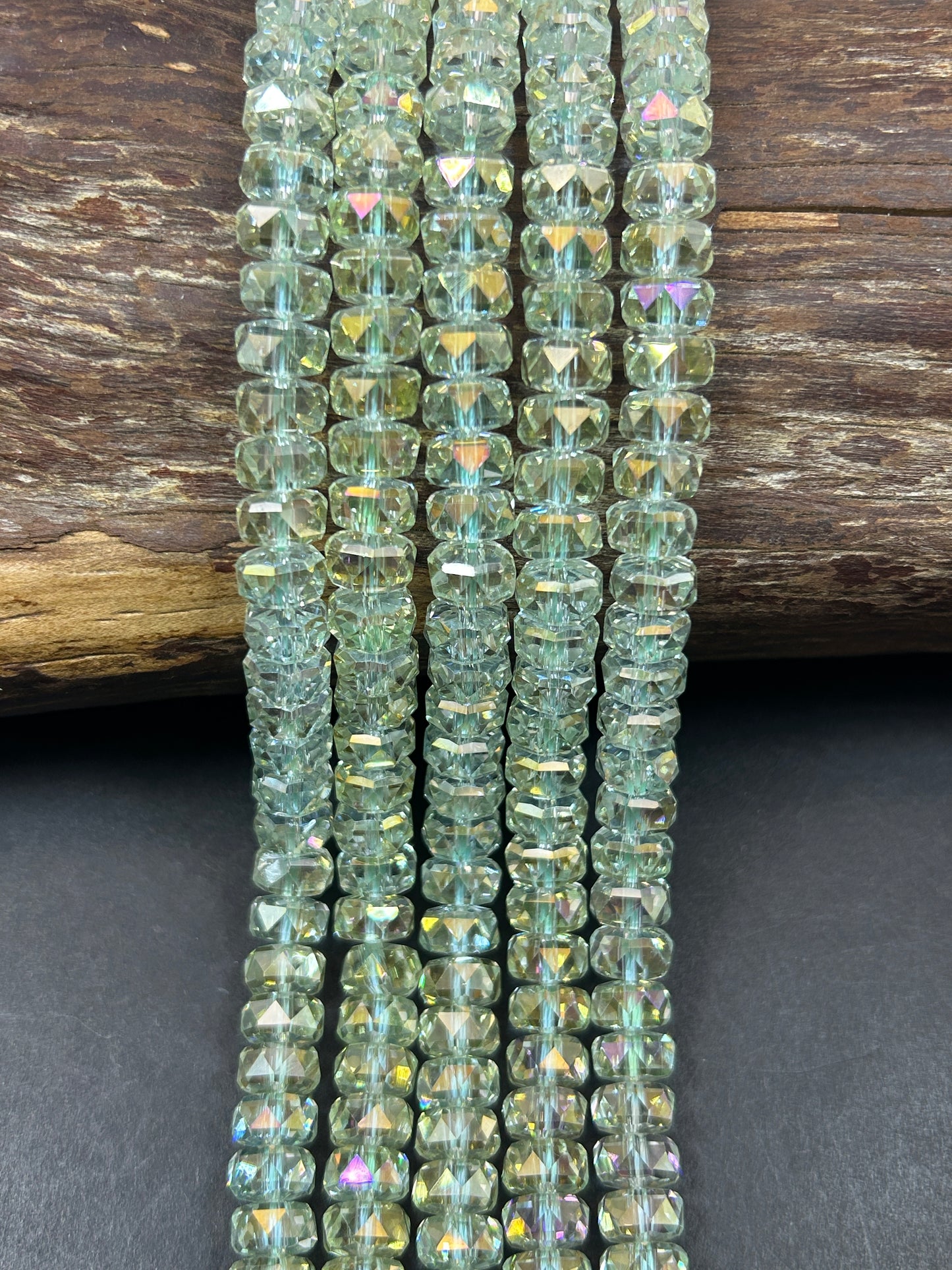Natural Mystic Crystal Glass Faceted Rondelle 5x8mm Beautiful Spring Green Color Handmade Jewelry Loose Bead Loose Gemstone Full Strand 15.5