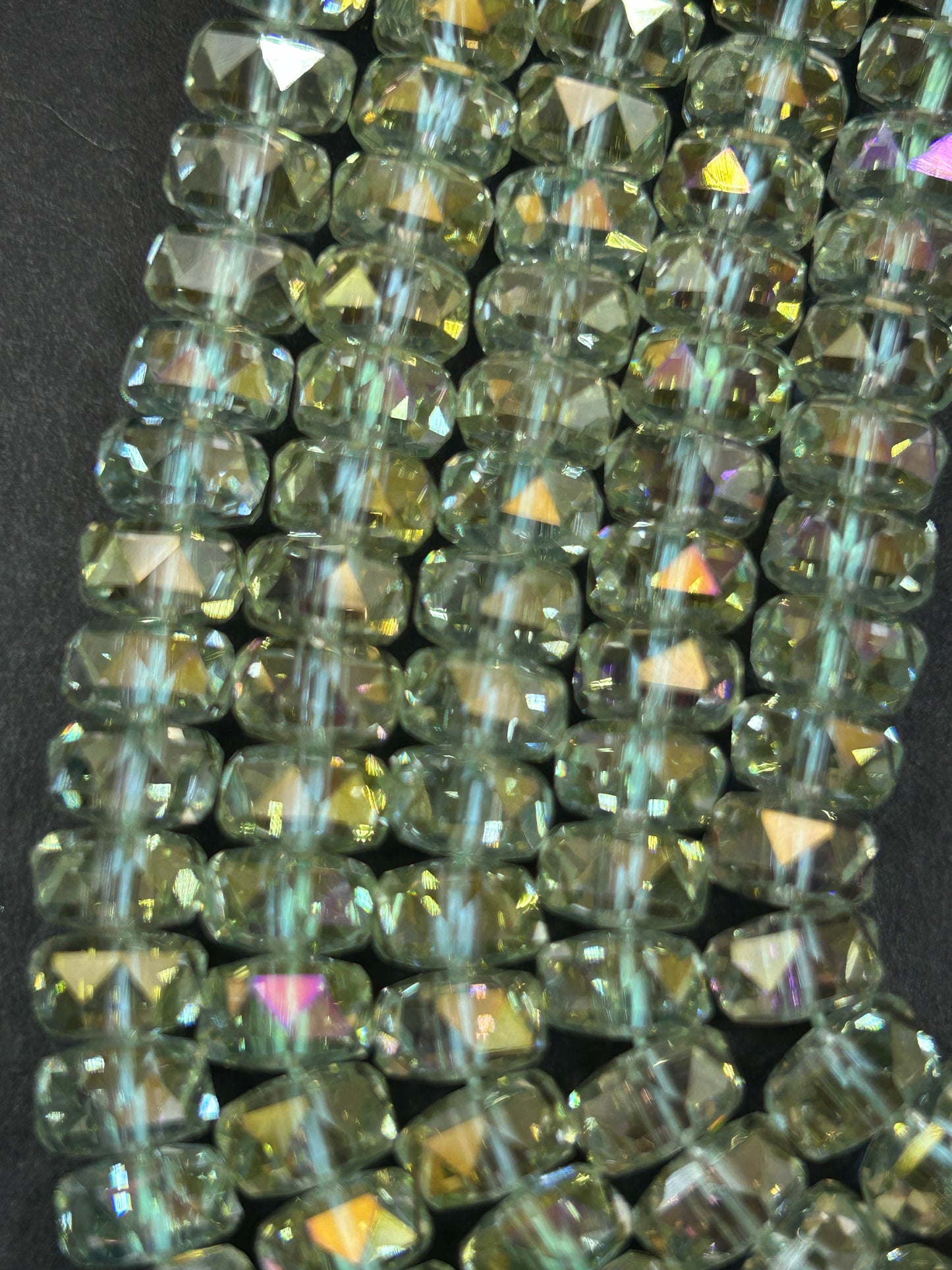 Natural Mystic Crystal Glass Faceted Rondelle 5x8mm Beautiful Spring Green Color Handmade Jewelry Loose Bead Loose Gemstone Full Strand 15.5