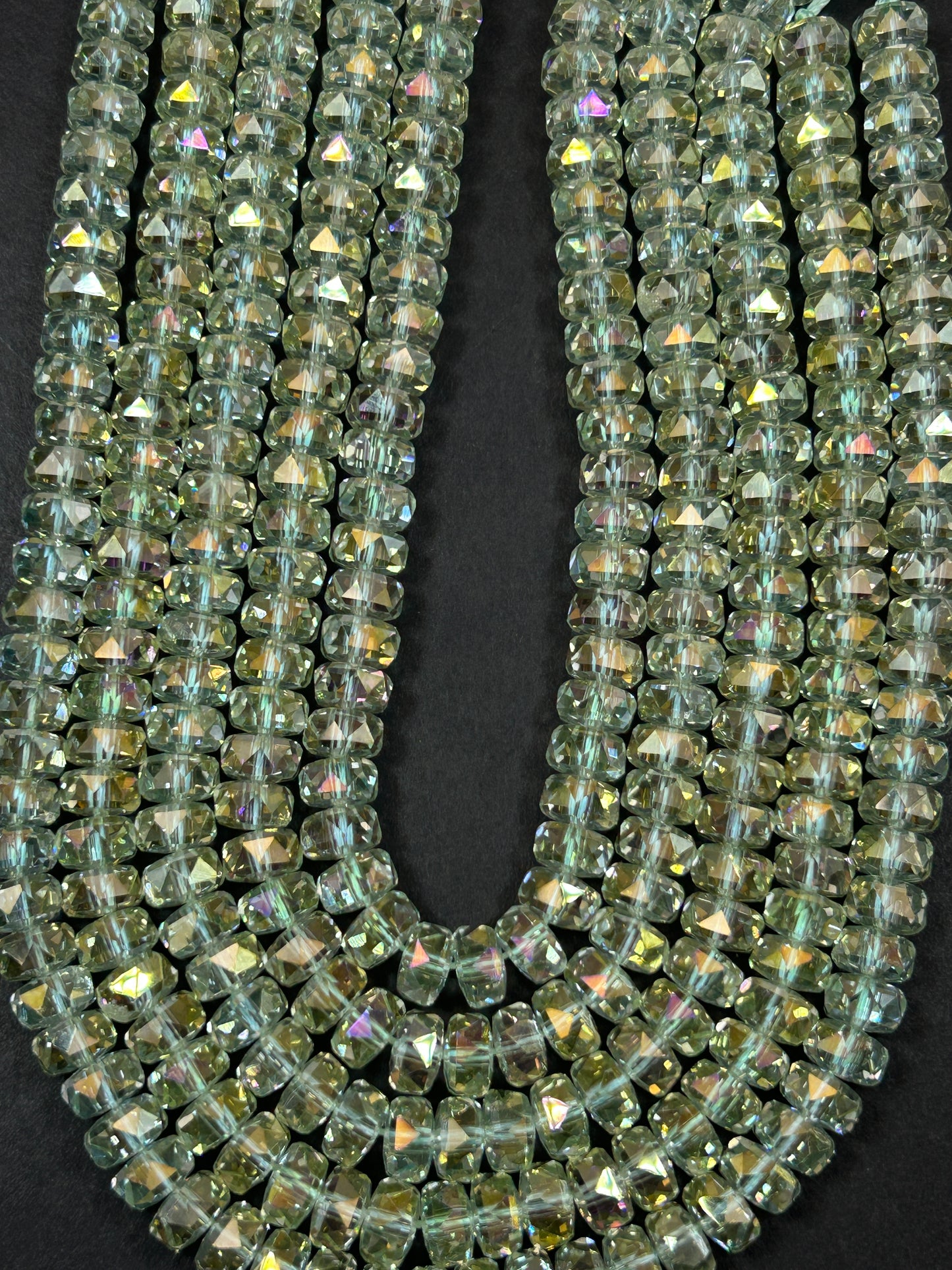 Natural Mystic Crystal Glass Faceted Rondelle 5x8mm Beautiful Spring Green Color Handmade Jewelry Loose Bead Loose Gemstone Full Strand 15.5