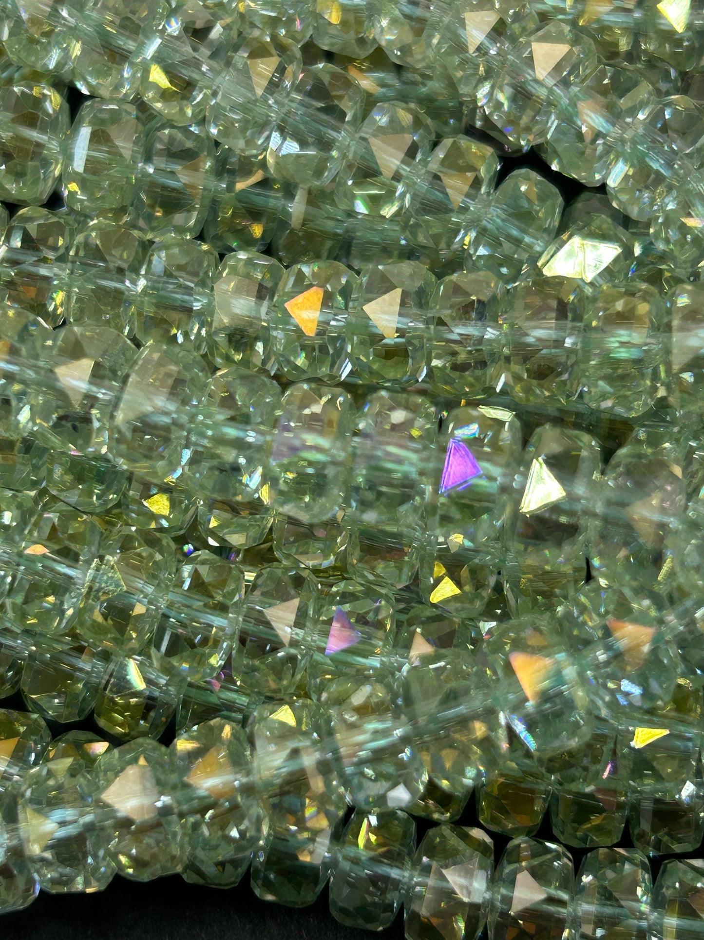 Natural Mystic Crystal Glass Faceted Rondelle 5x8mm Beautiful Spring Green Color Handmade Jewelry Loose Bead Loose Gemstone Full Strand 15.5