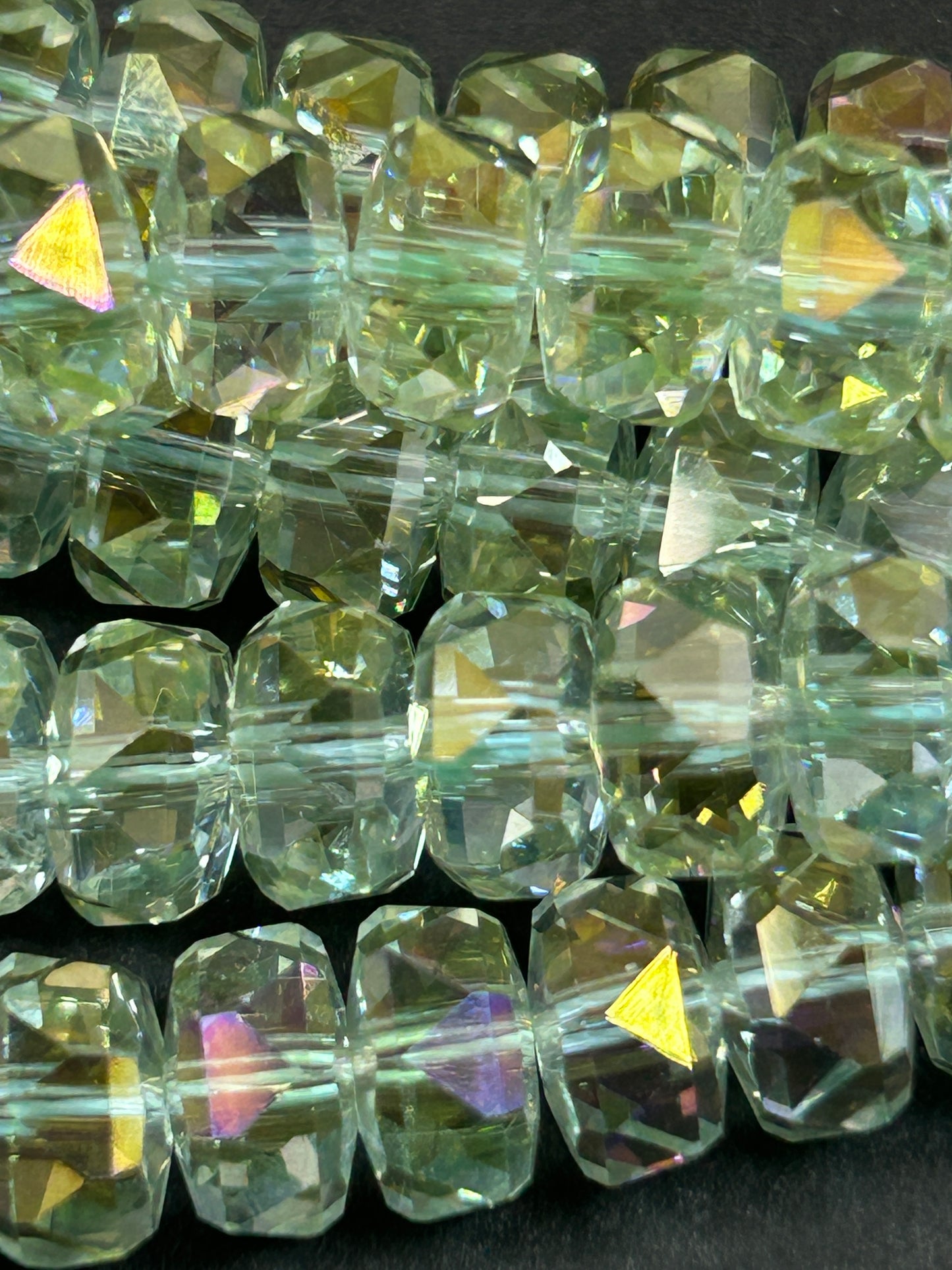 Natural Mystic Crystal Glass Faceted Rondelle 5x8mm Beautiful Spring Green Color Handmade Jewelry Loose Bead Loose Gemstone Full Strand 15.5