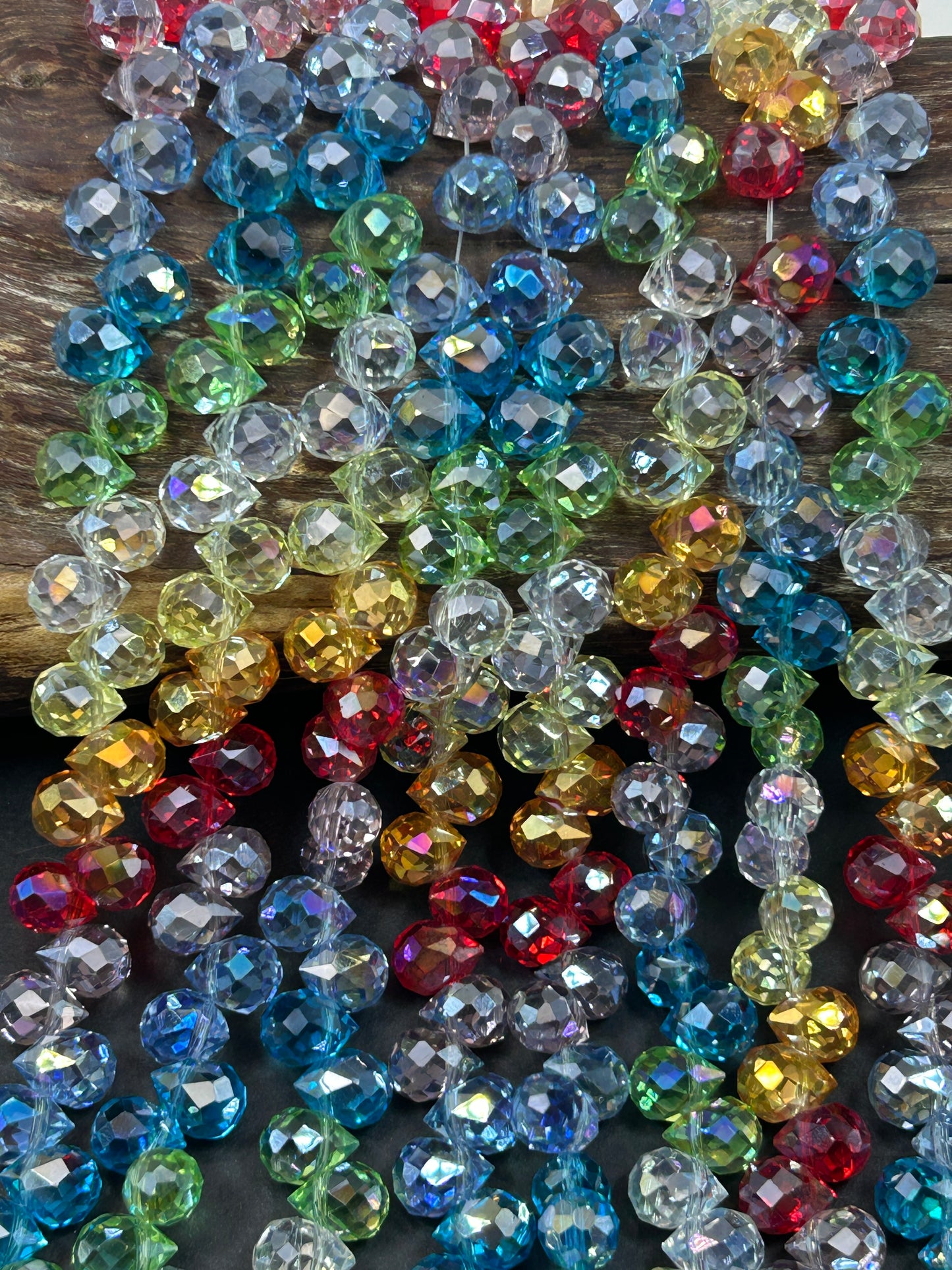 Beautiful Crystal glass bead. Faceted teardrop shape bead. Gorgeous multicolor, rainbow strand, high quality crystal bead! Full strand